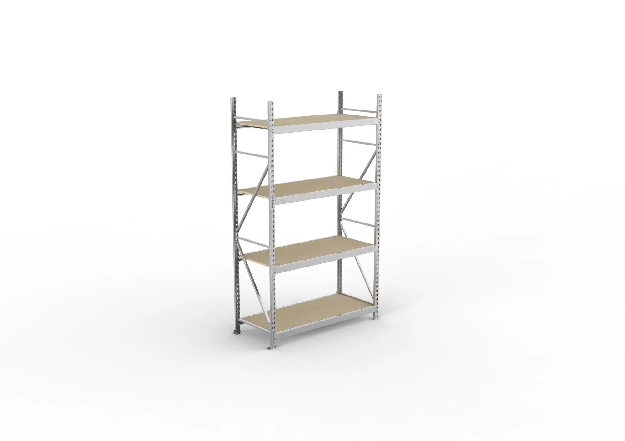 META MINI-RACK Weitspannregal | Grundregal | 2500 x 1400 x 650 mm | Fachlast 600 kg | Spanplattenböden | 4 Ebenen