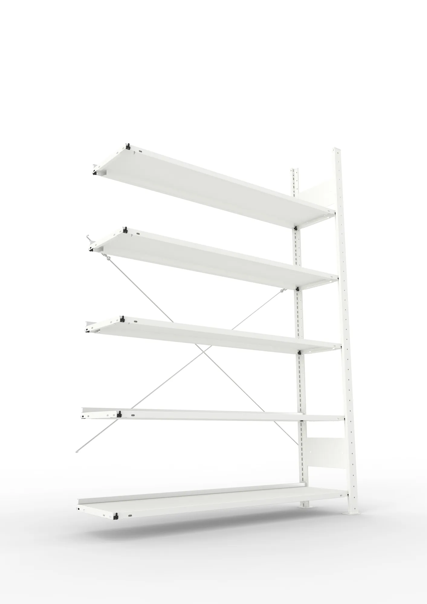 META COMPACT | Büro-Steckregal | Anbauregal | 1850 x 1250 x 300 mm | Fachlast 80 kg | 5 Ebenen | RAL 7035