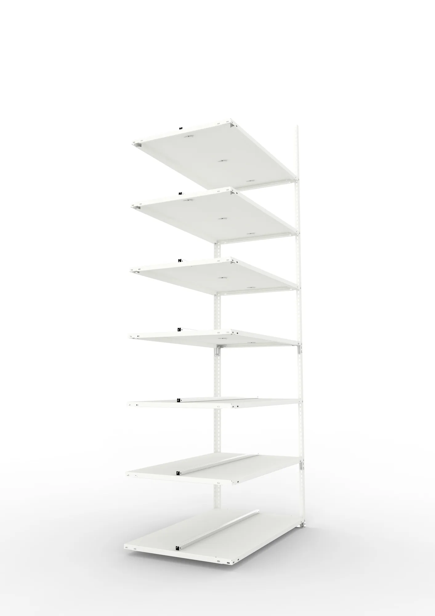 META FIX COMPACT | Büro-Schraubregal | Anbauregal | 2500 x 1000 x 600 mm | Fachlast 100 kg | 7 Ebenen | RAL 7035
