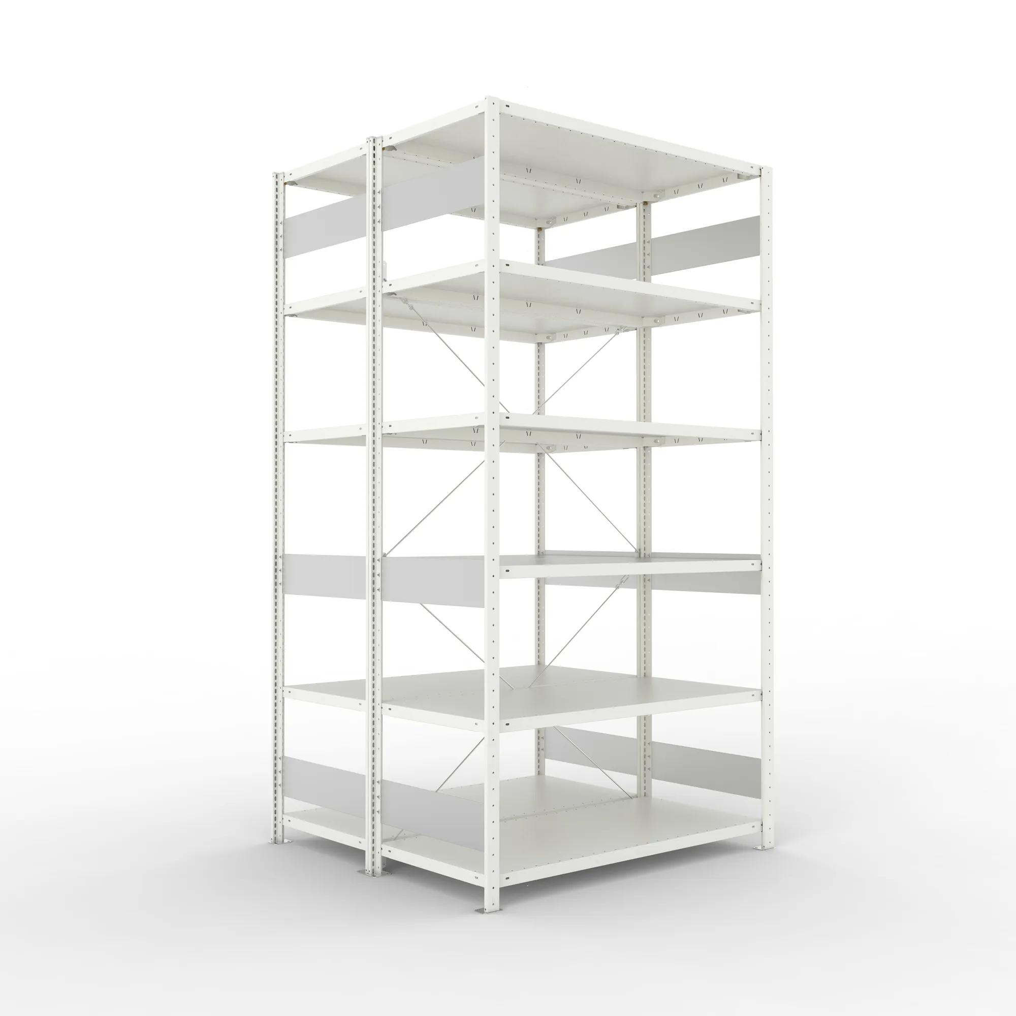 META CLIP S3 | Fachbodenregal | Doppel-Grundregal | 2500 x 1300 x 600 mm | Fachlast 230 kg | 5+1 Ebenen | RAL 7035