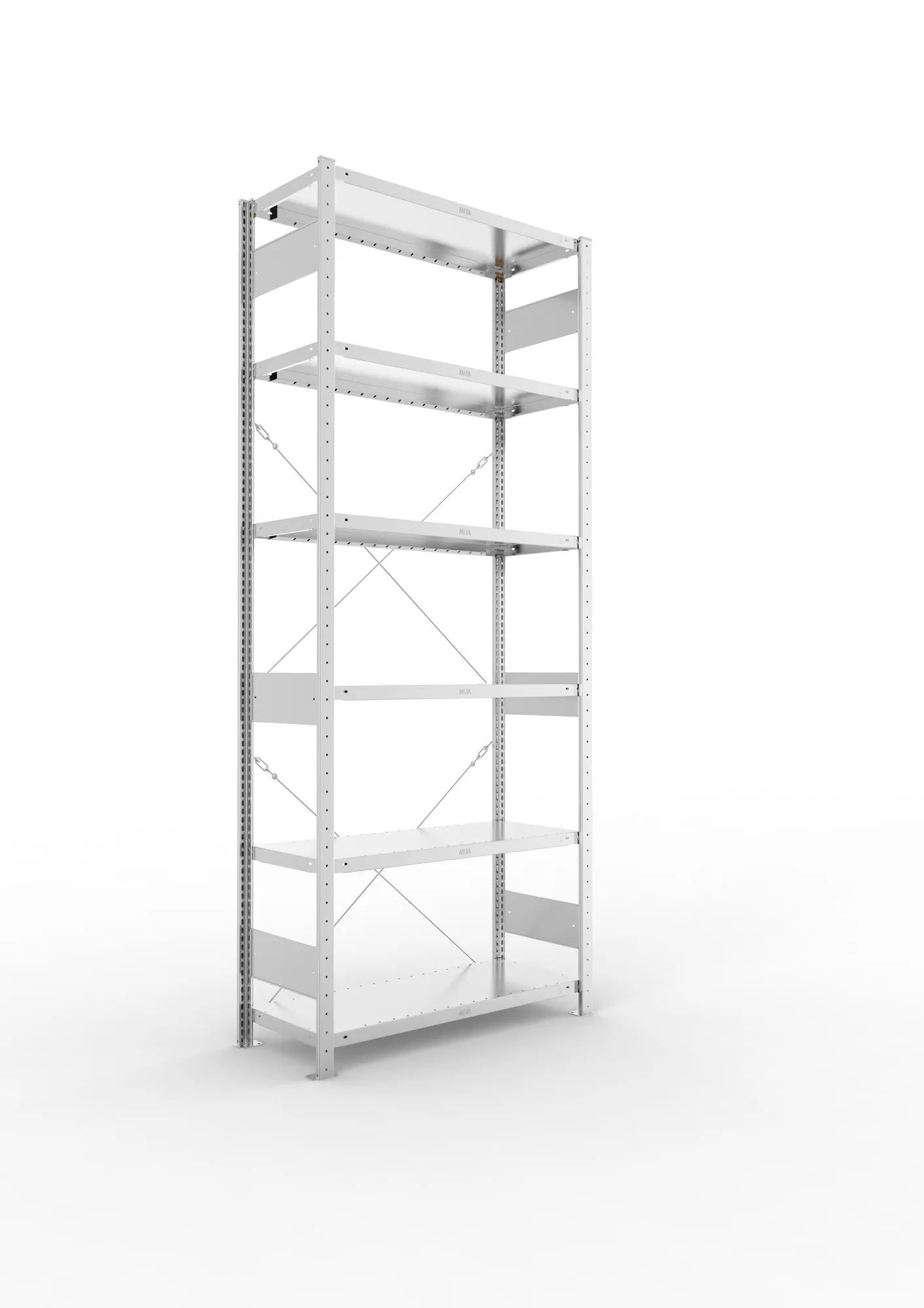 META CLIP | Fachbodenregal | Grundregal | 2500 x 1000 x 400 mm | Fachlast 230 kg | 5+1 Ebenen | verzinkt