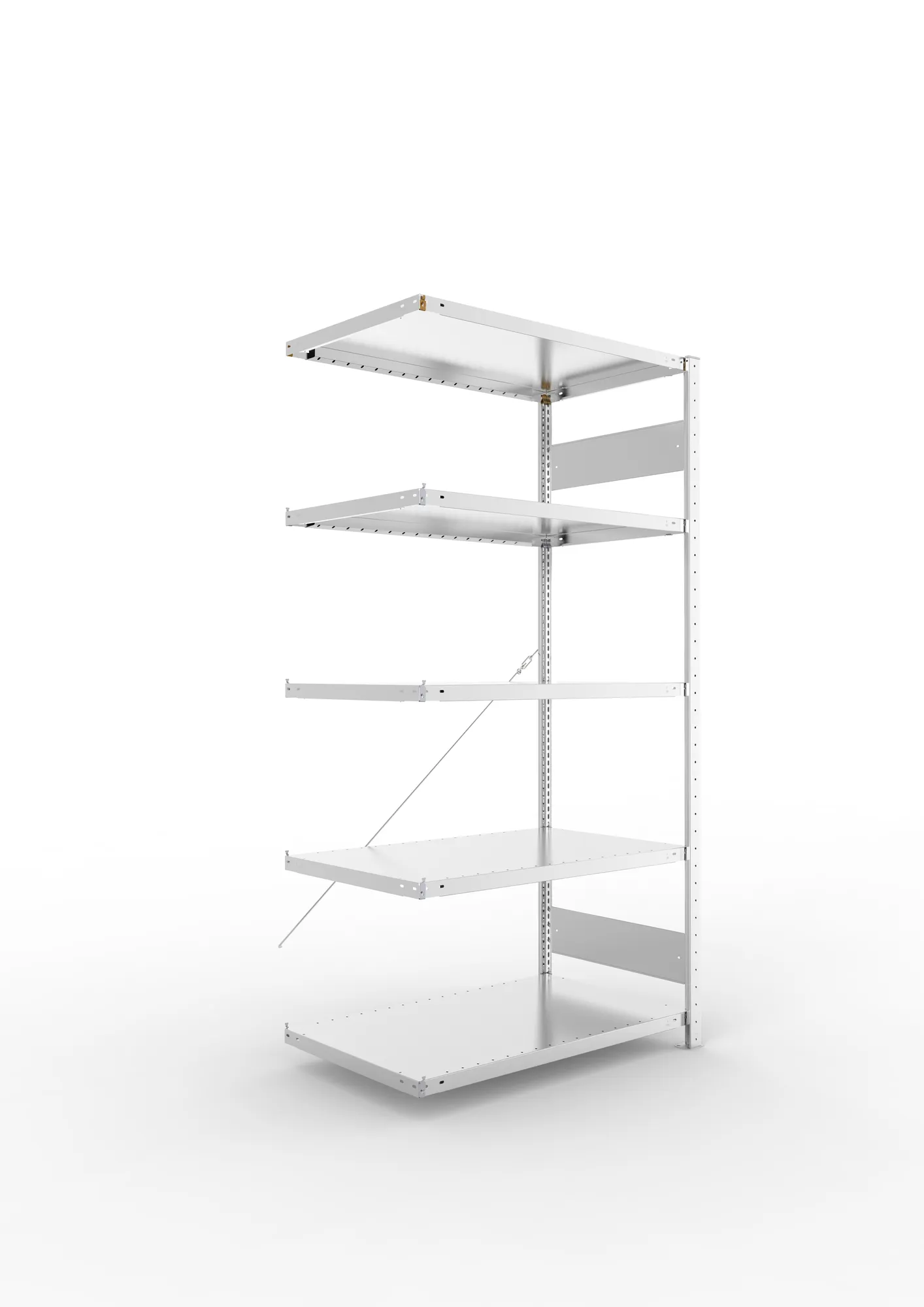 META CLIP S3 | Fachbodenregal | Anbauregal | 2000 x 1000 x 600 mm | Fachlast 100 kg | 4+1 Ebenen | verzinkt