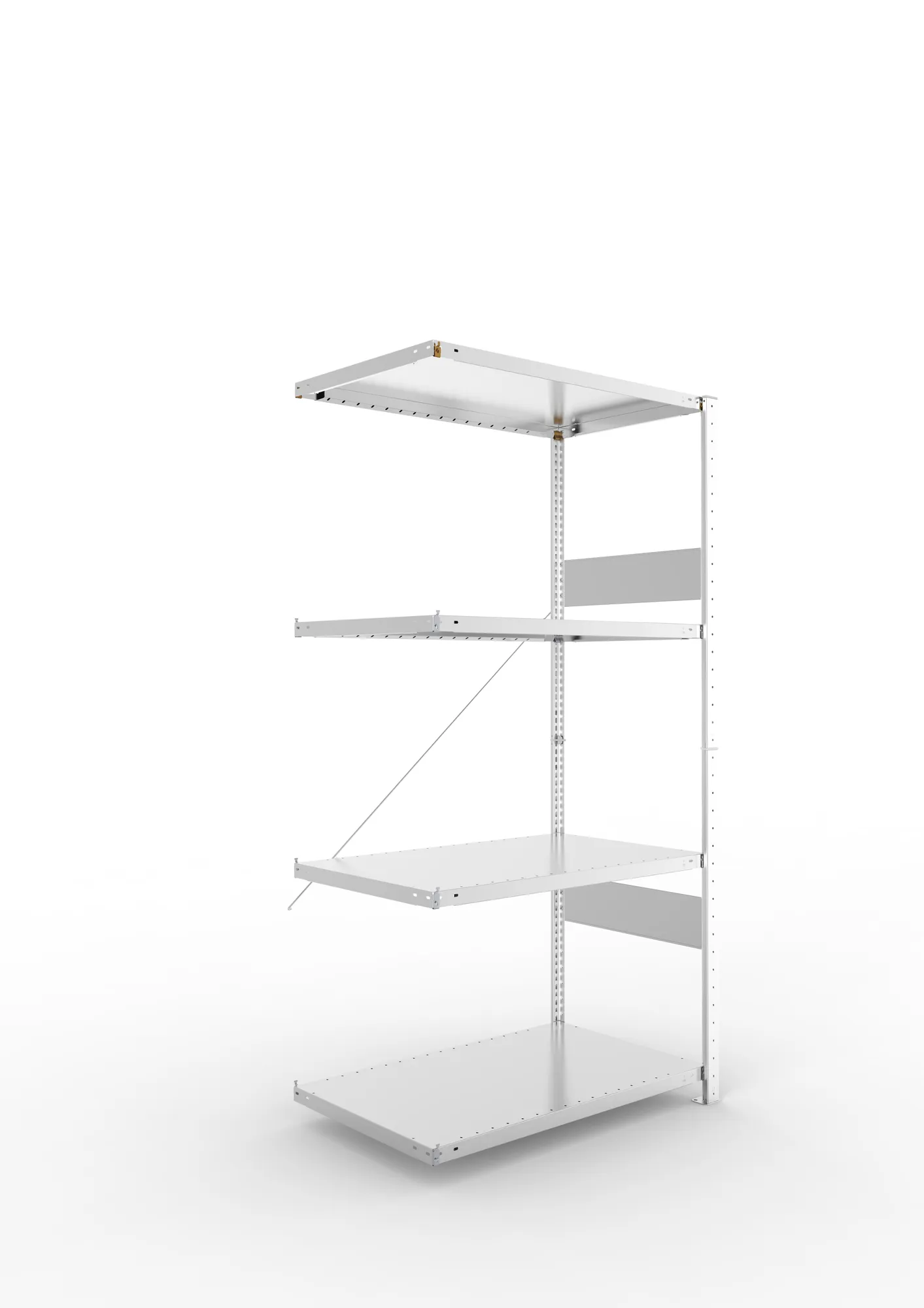 META CLIP SPLIT | Fachbodenregal | Anbauregal | 2000 x 1000 x 600 mm | Fachlast 100 kg | 3+1 Ebenen | verzinkt