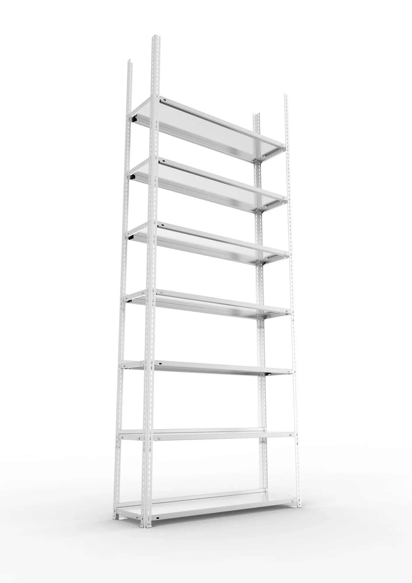 META FIX COMPACT | Büro-Schraubregal | Grundregal | 2500 x 1000 x 300 mm | Fachlast 80 kg | 7 Ebenen | verzinkt