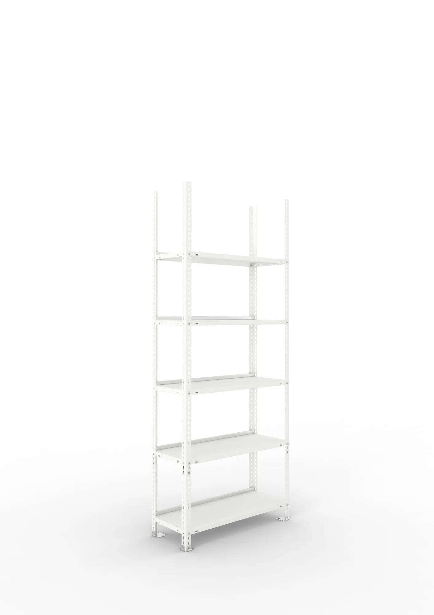 META FIX COMPACT | Büro-Schraubregal | Grundregal | 1850 x 750 x 300 mm | 90 kg | 5 Ebenen | RAL 7035