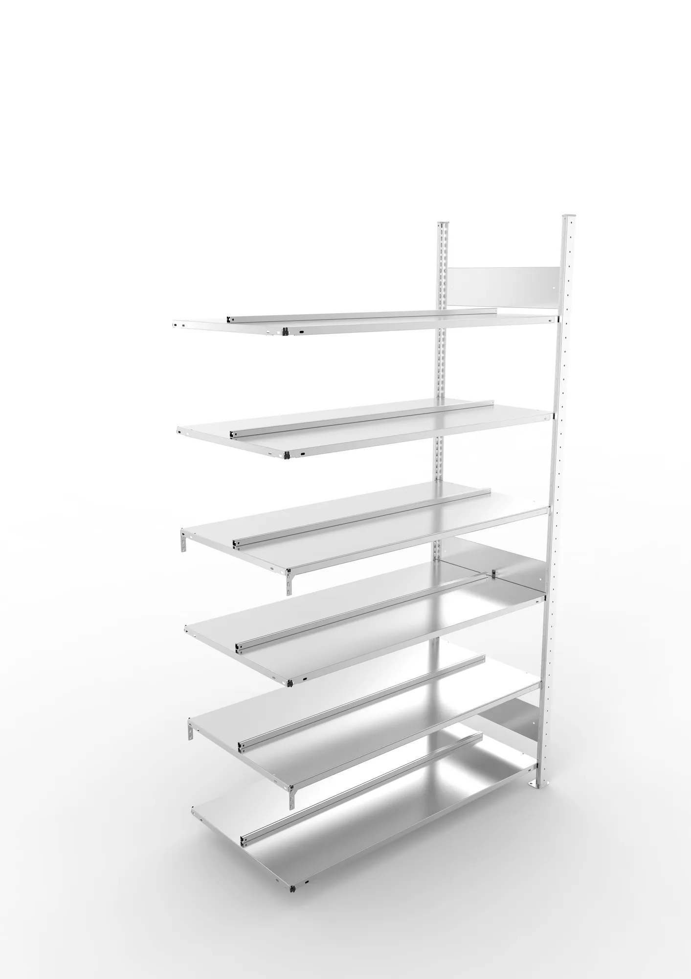 META COMPACT S3| Büro-Steckregal | Doppel-Anbauregal | 2200 x 1250 x 600 mm | Fachlast 100 kg | 6 Ebenen | Mittelanschlag | verzinkt