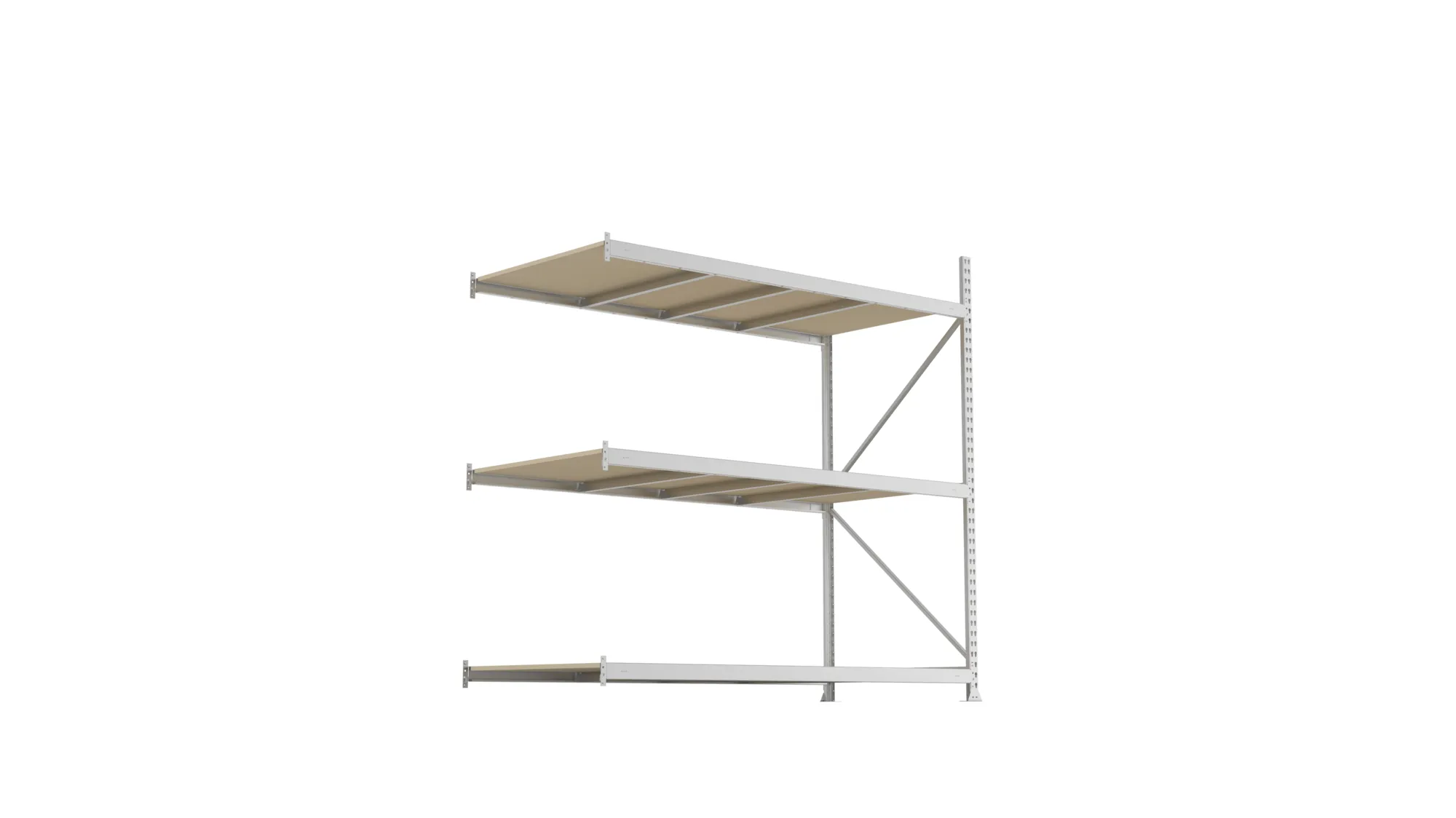 META MINI-RACK Weitspannregal | Anbauregal | 2200 x 2200 x 1050 mm | Fachlast 600 kg | Spanplattenböden | 3 Ebenen