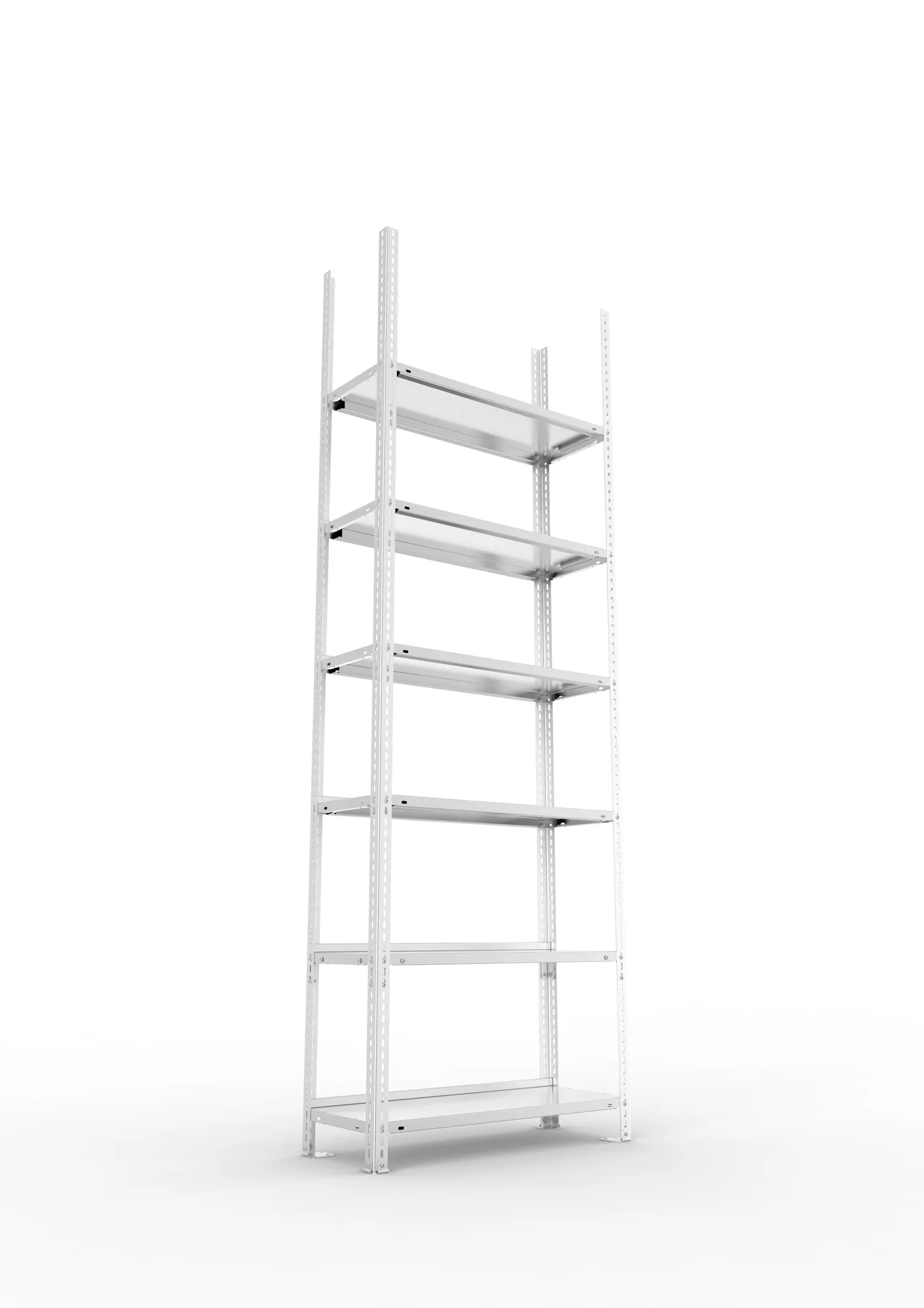 META FIX COMPACT | Büro-Schraubregal | Grundregal | 2200 x 750 x 300 mm | Fachlast 80 kg | 6 Ebenen | verzinkt