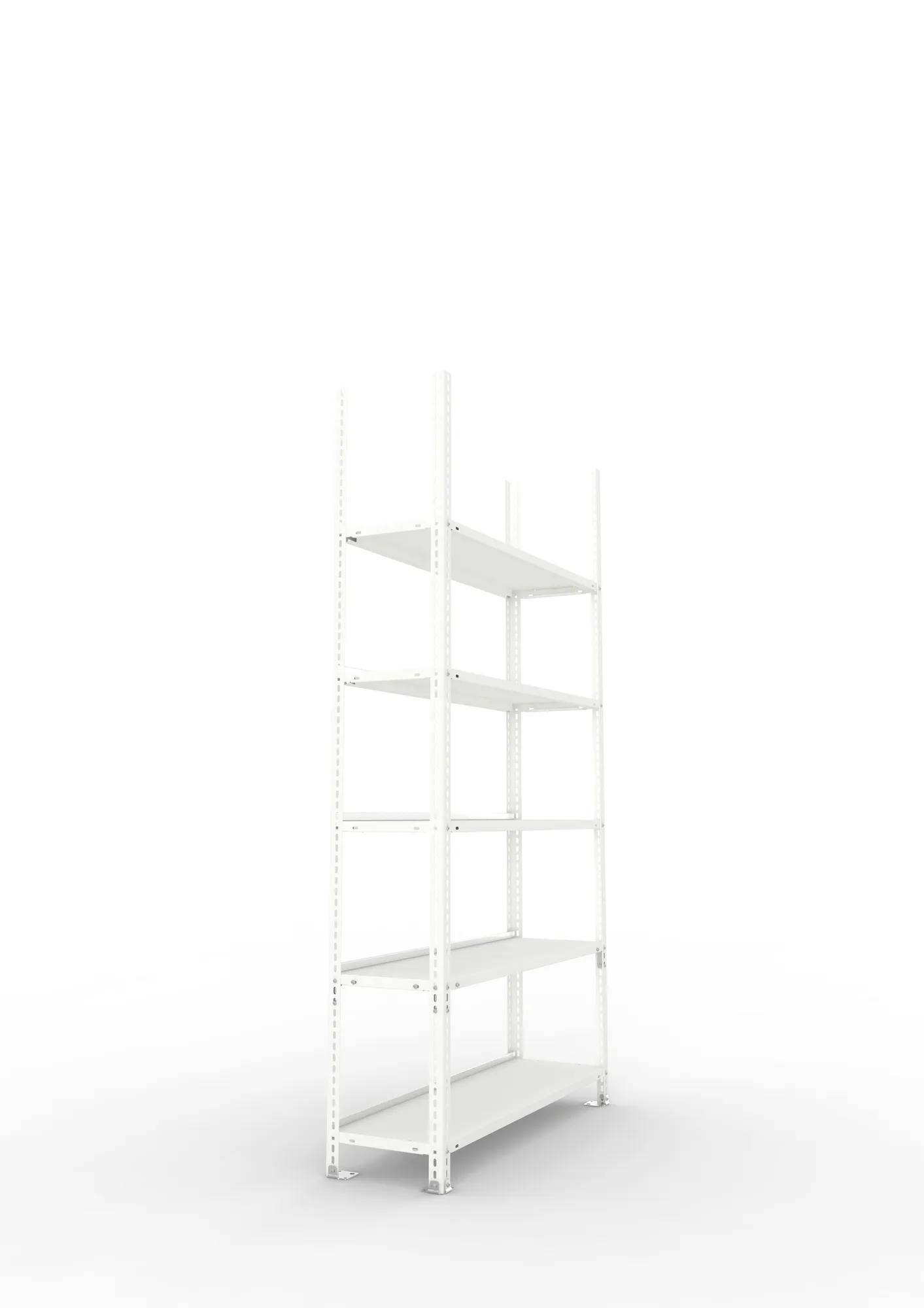META FIX COMPACT | Büro-Schraubregal | Grundregal | 1850 x 1000 x 300 mm | Fachlast 80 kg | 5 Ebenen | RAL 7035