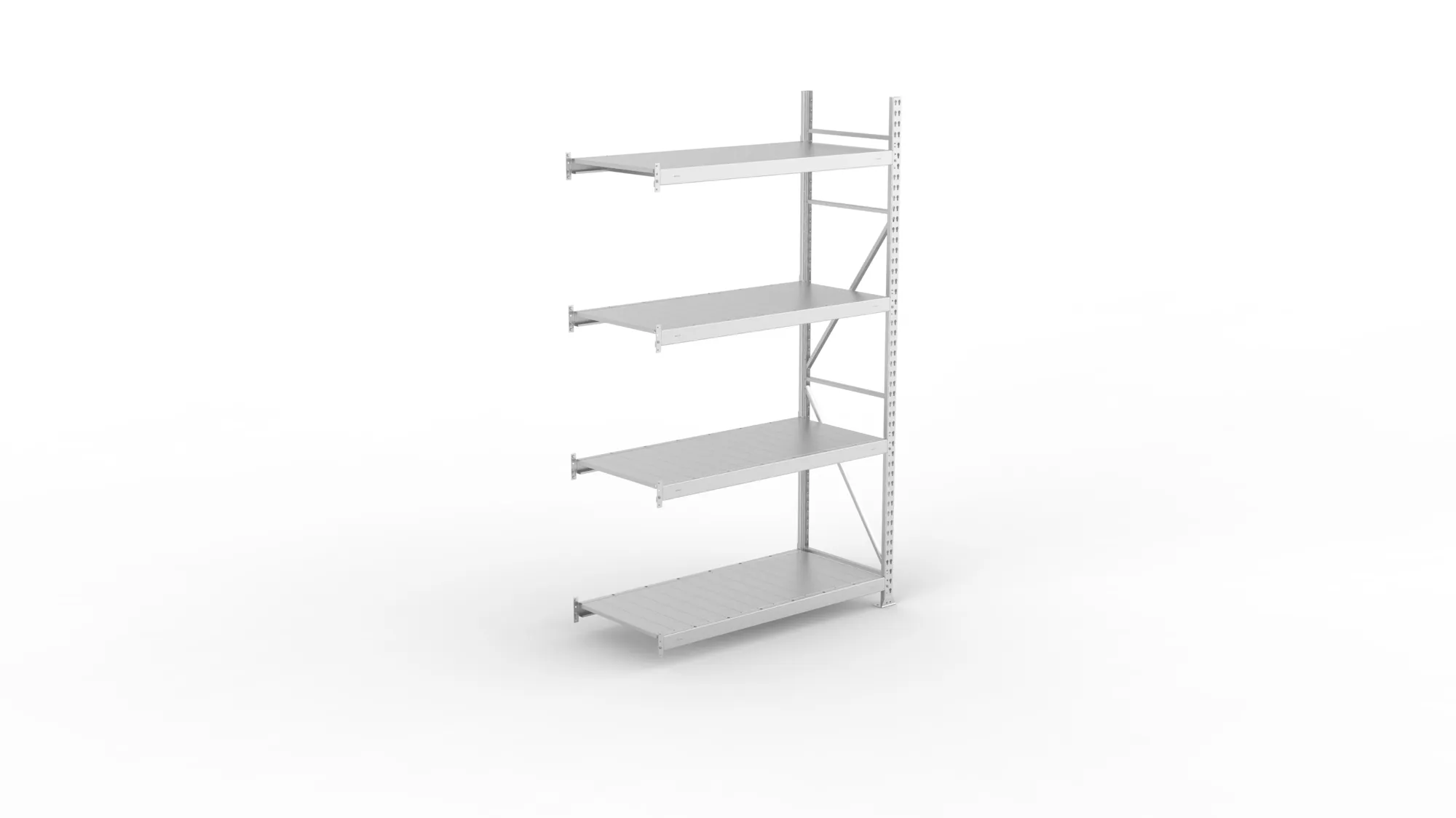 META MINI-RACK Weitspannregal | Anbauregal | 2500 x 1400 x 650 mm | Fachlast 600 kg | Stahlpaneelböden | 4 Ebenen