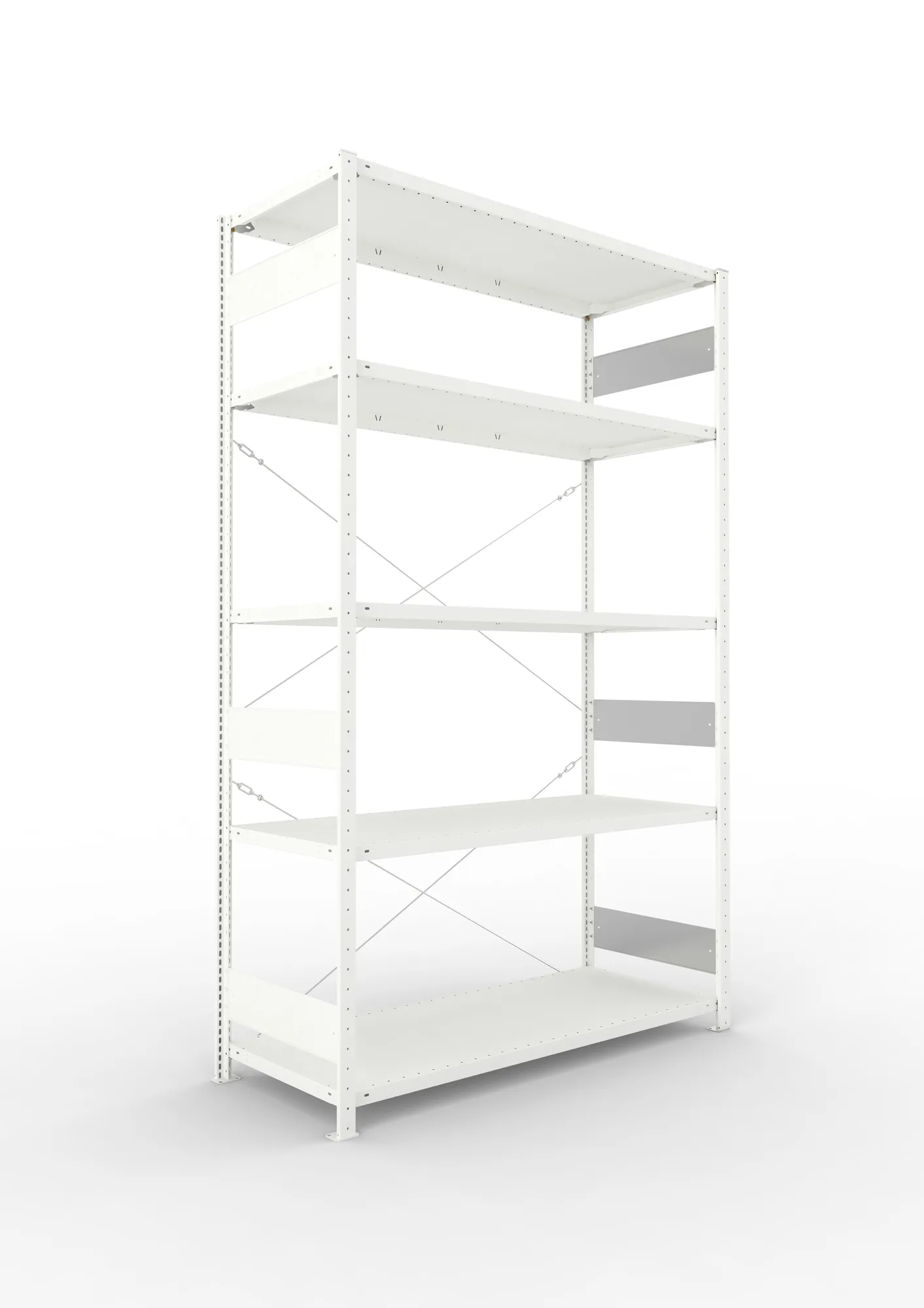 META CLIP S3 | Fachbodenregal | Grundregal | 2500 x 1500 x 600 mm | Fachlast 200 kg | 4+1 Ebenen | RAL 7035