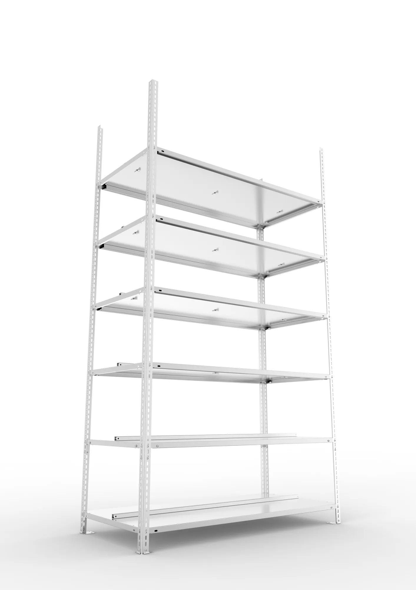 META FIX COMPACT | Büro-Schraubregal | Grundregal | 2200 x 1250 x 600 mm | Fachlast 100 kg | 6 Ebenen | verzinkt