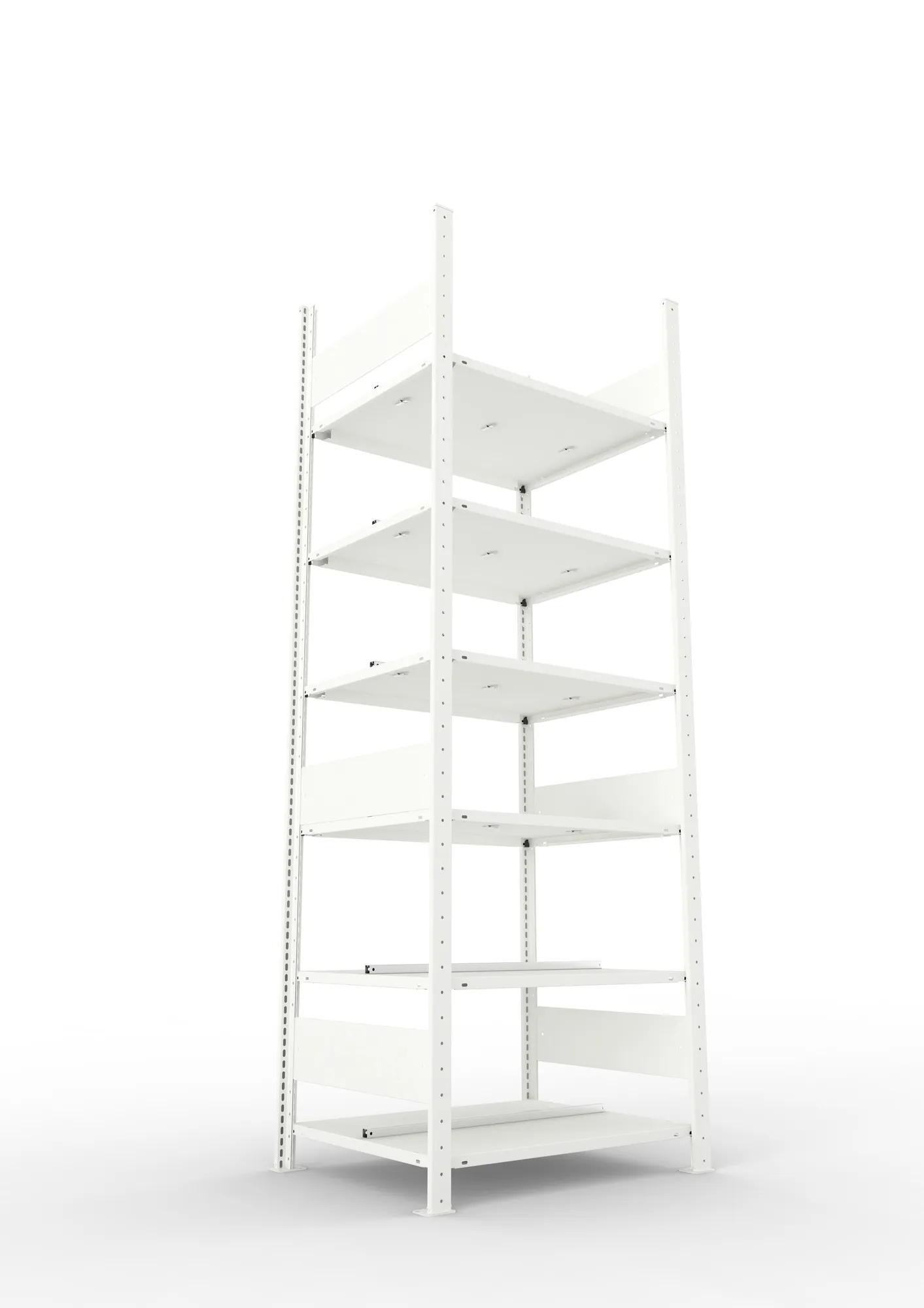 META COMPACT | Büro-Steckregal | Grundregal | 2200 x 750 x 600 mm | Fachlast 100 kg | 6 Ebenen | RAL 7035