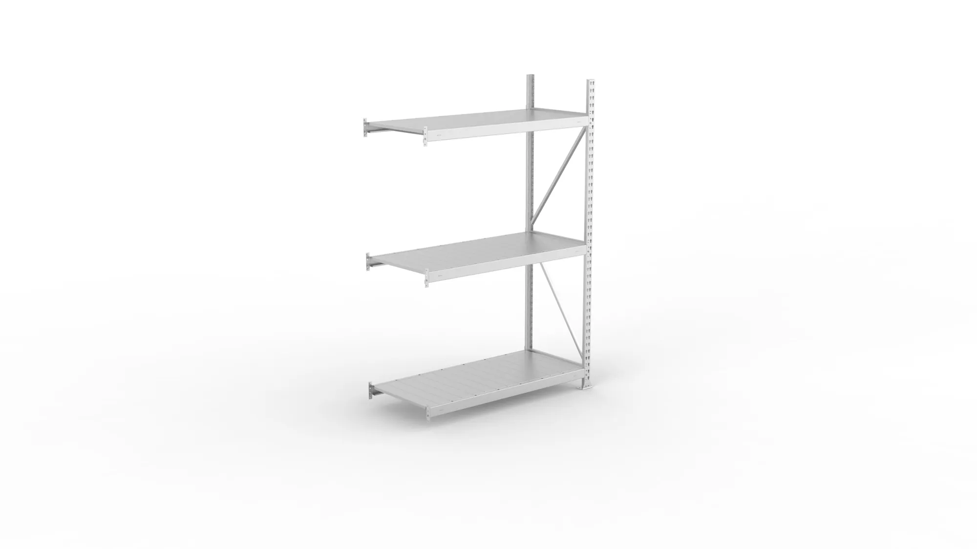 META MINI-RACK Weitspannregal | Anbauregal | 2200 x 1400 x 650 mm | Fachlast 600 kg | Stahlpaneelböden | 3 Ebenen