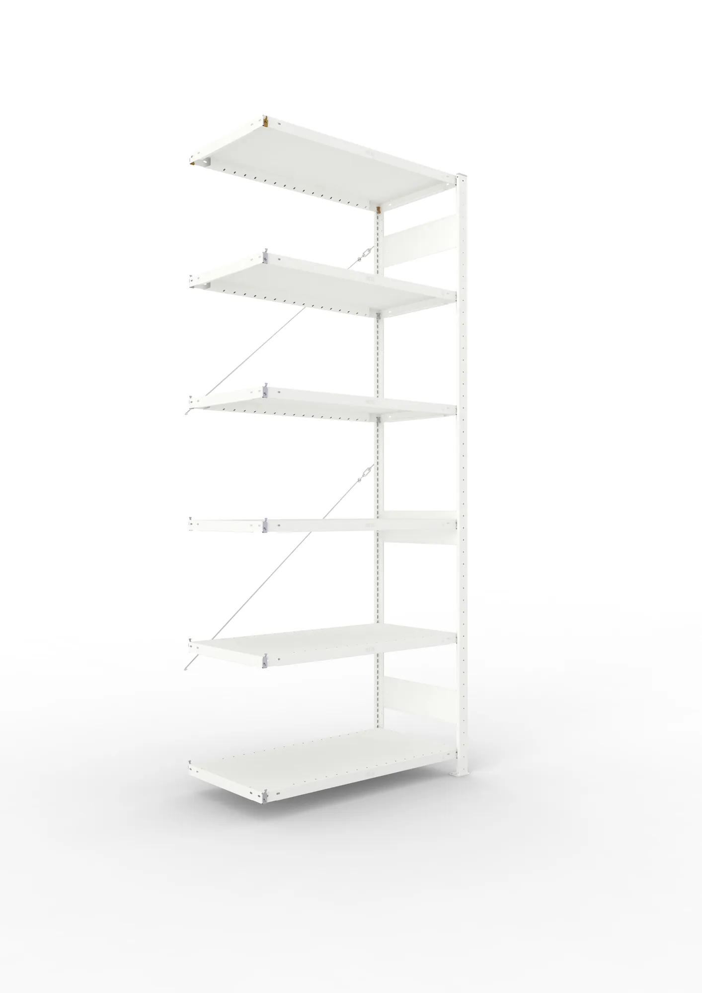 META CLIP | Fachbodenregal | Anbauregal | 2500 x 1000 x 500 mm | Fachlast 230 kg | 5+1 Ebenen | RAL 7035