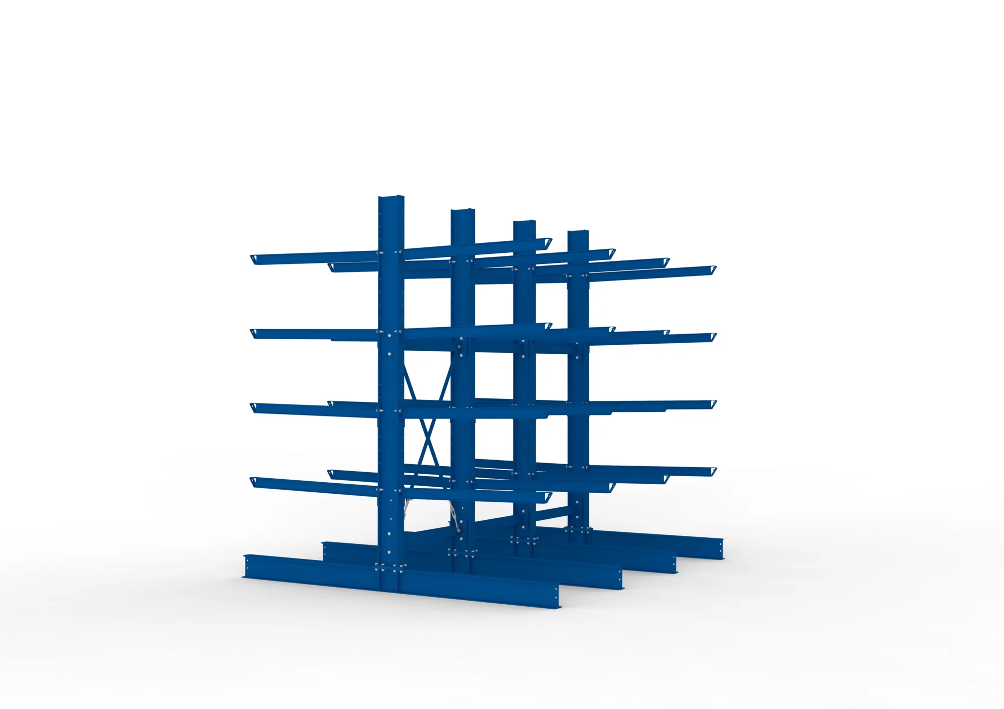 META MULTISTRONG H | Kragarmregal | 3 Felder | 3000 x 3000 x 1250 mm | Armlast 400 kg | doppelseitig | 4+1 Ebenen