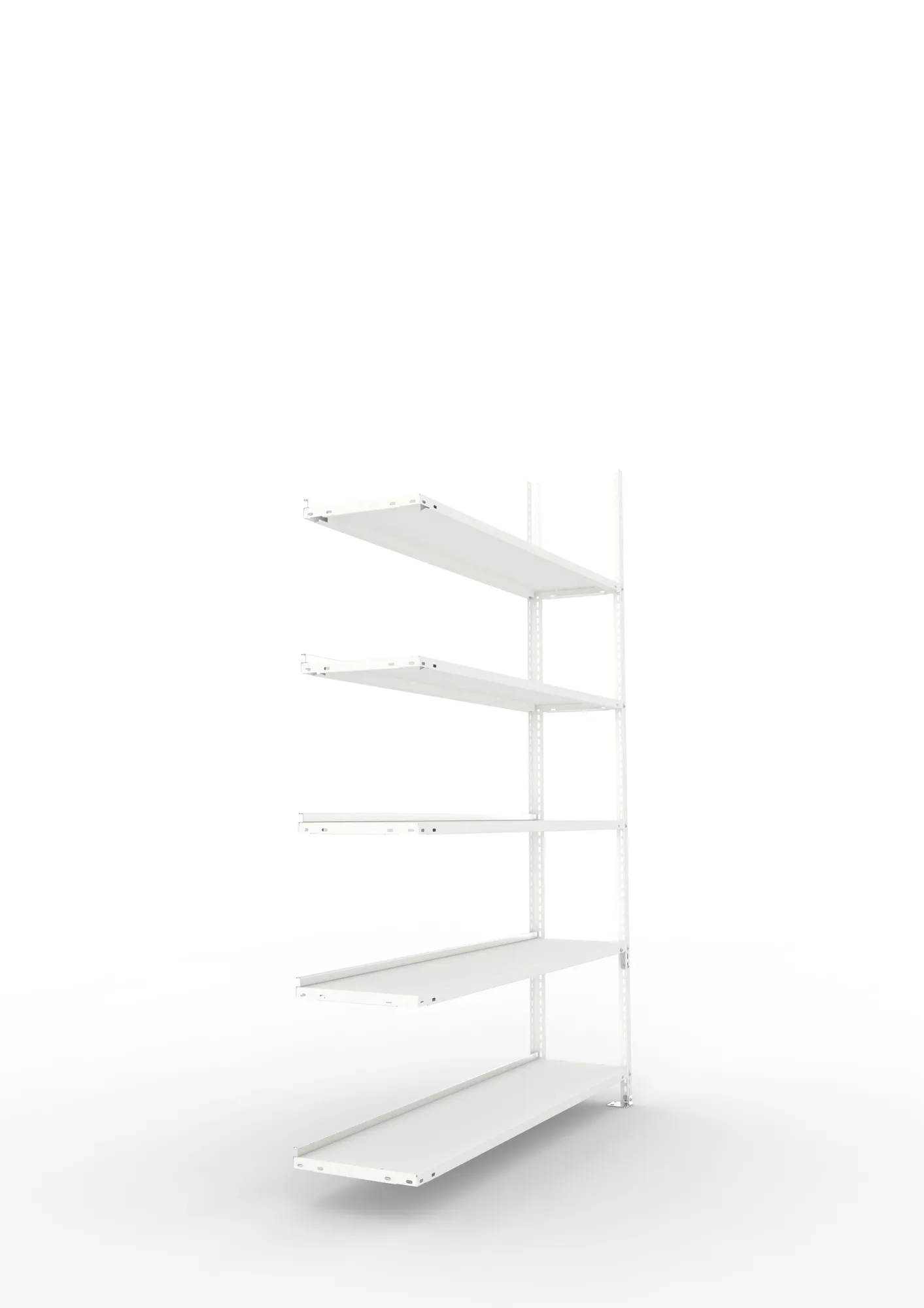 META FIX COMPACT | Büro-Schraubregal | Anbauregal | 1850 x 1250 x 300 mm | Fachlast 80 kg | 5 Ebenen | RAL 7035