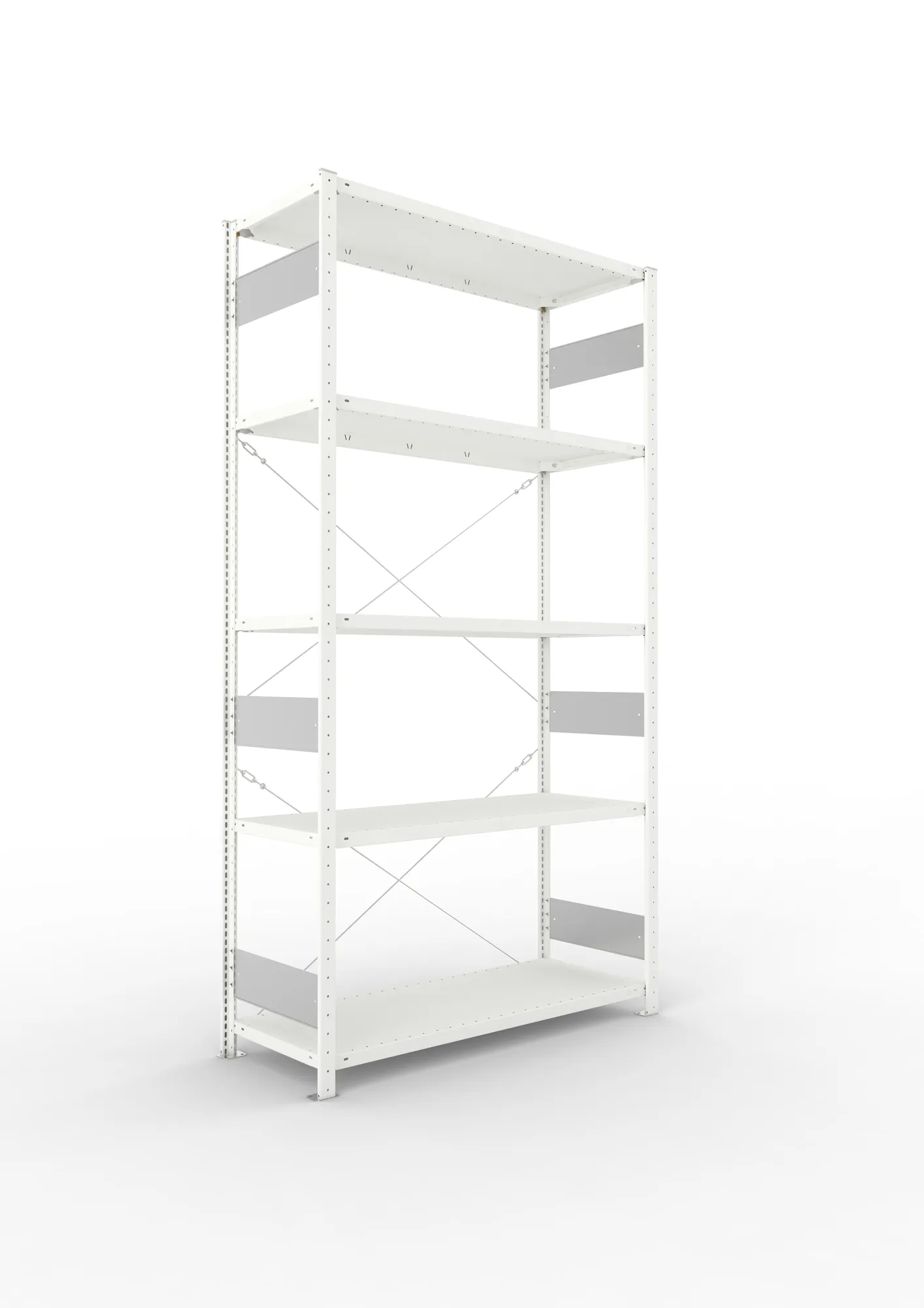 META CLIP S3 | Fachbodenregal | Grundregal | 2500 x 1300 x 500 mm | Fachlast 230 kg | 4+1 Ebenen | RAL 7035