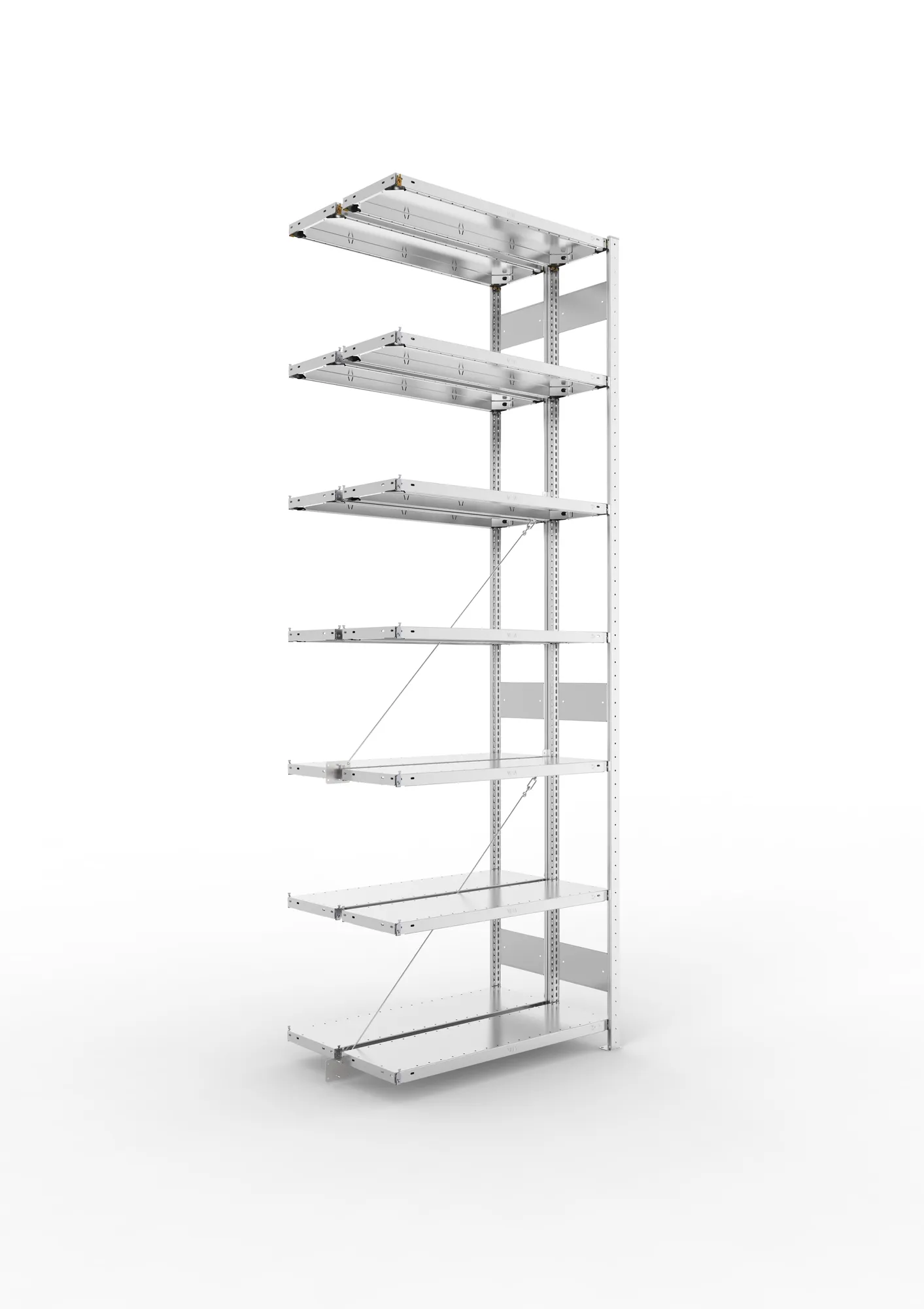 META CLIP | Fachbodenregal | Doppel-Anbauregal | 3000 x 1000 x 300 mm | Fachlast 150 kg | 6+1 Ebenen | verzinkt