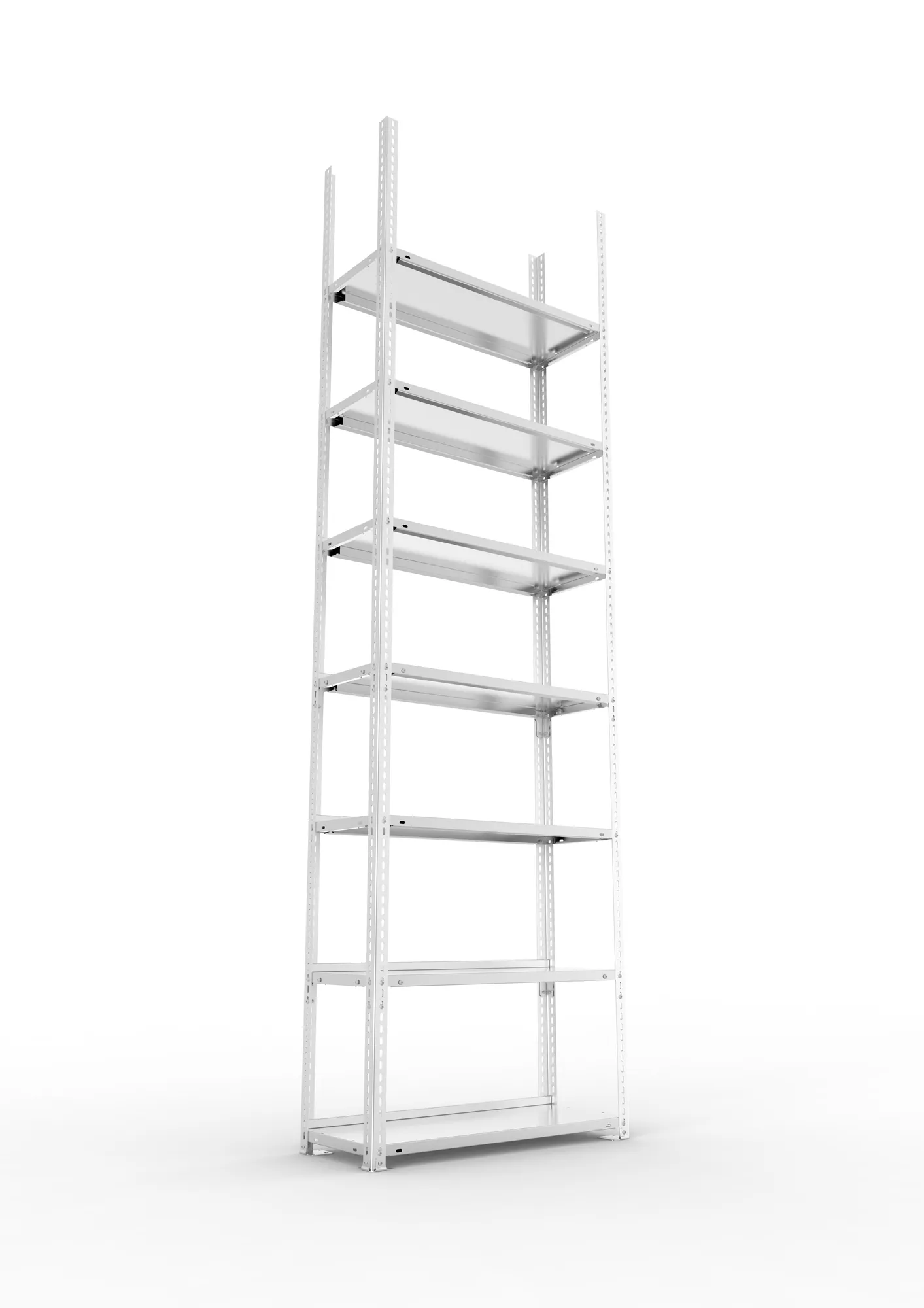 META FIX COMPACT | Büro-Schraubregal | Grundregal | 2500 x 750 x 300 mm | Fachlast 80 kg | 7 Ebenen | verzinkt
