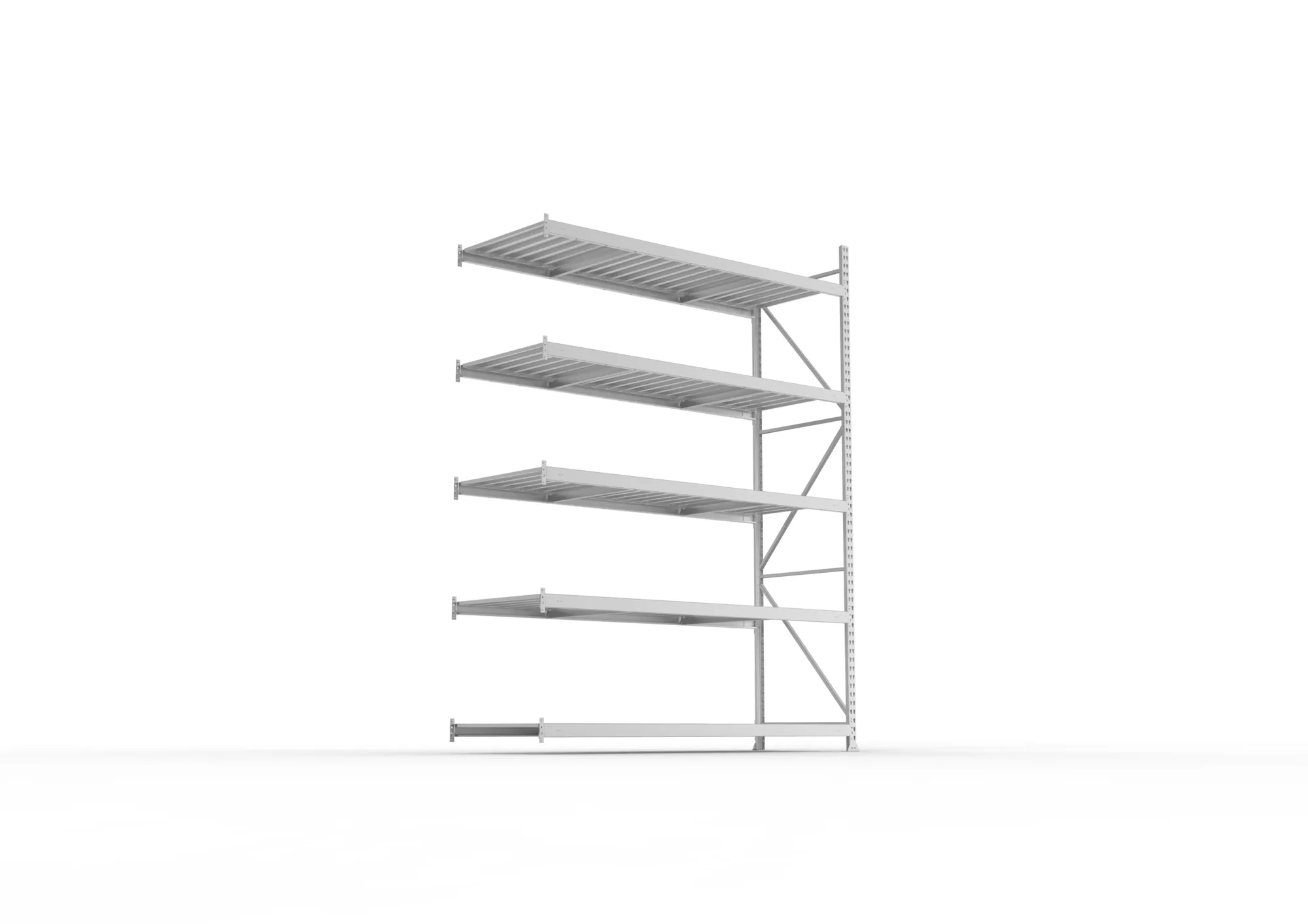 META MINI-RACK Weitspannregal | Anbauregal | 3000 x 2200 x 800 mm | Fachlast 600 kg | Stahlpaneelböden | 5 Ebenen