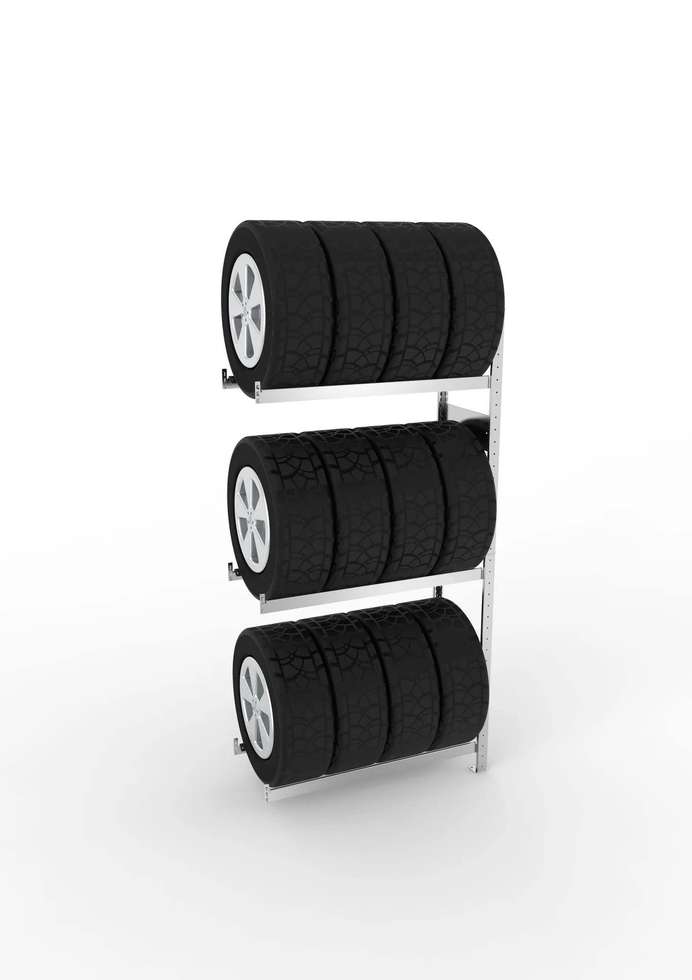 META CLIP SPLIT | Reifenregal | Anbauregal | 2000 x 1000 x 400 mm | Fachlast 150 kg | 3 Ebenen | verzinkt