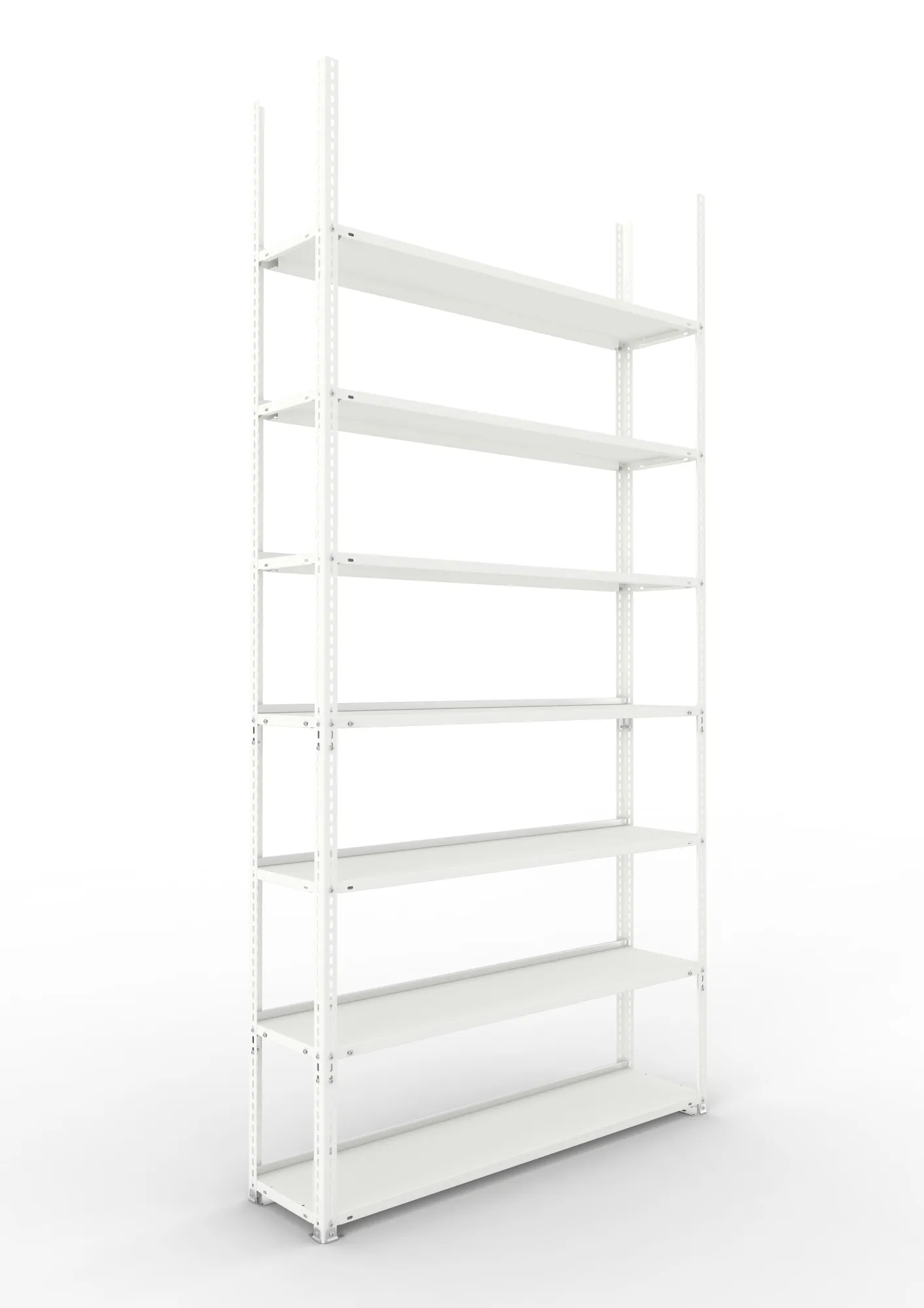 META FIX COMPACT | Büro-Schraubregal | Grundregal | 2500 x 1250 x 300 mm | Fachlast 80 kg | 7 Ebenen | RAL 7035