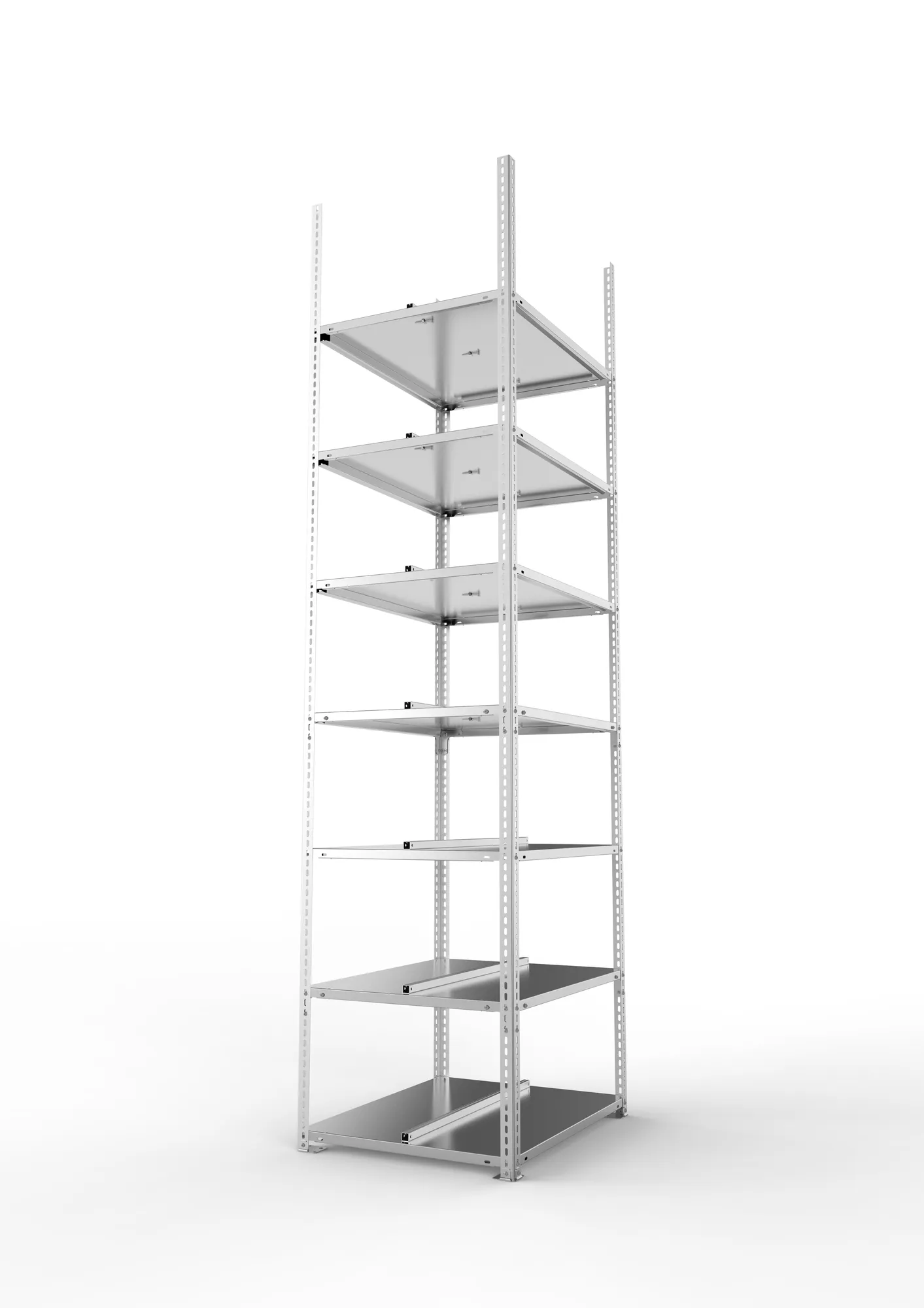 META FIX COMPACT | Büro-Schraubregal | Grundregal | 2500 x 750 x 600 mm | Fachlast 100 kg | 7 Ebenen | verzinkt