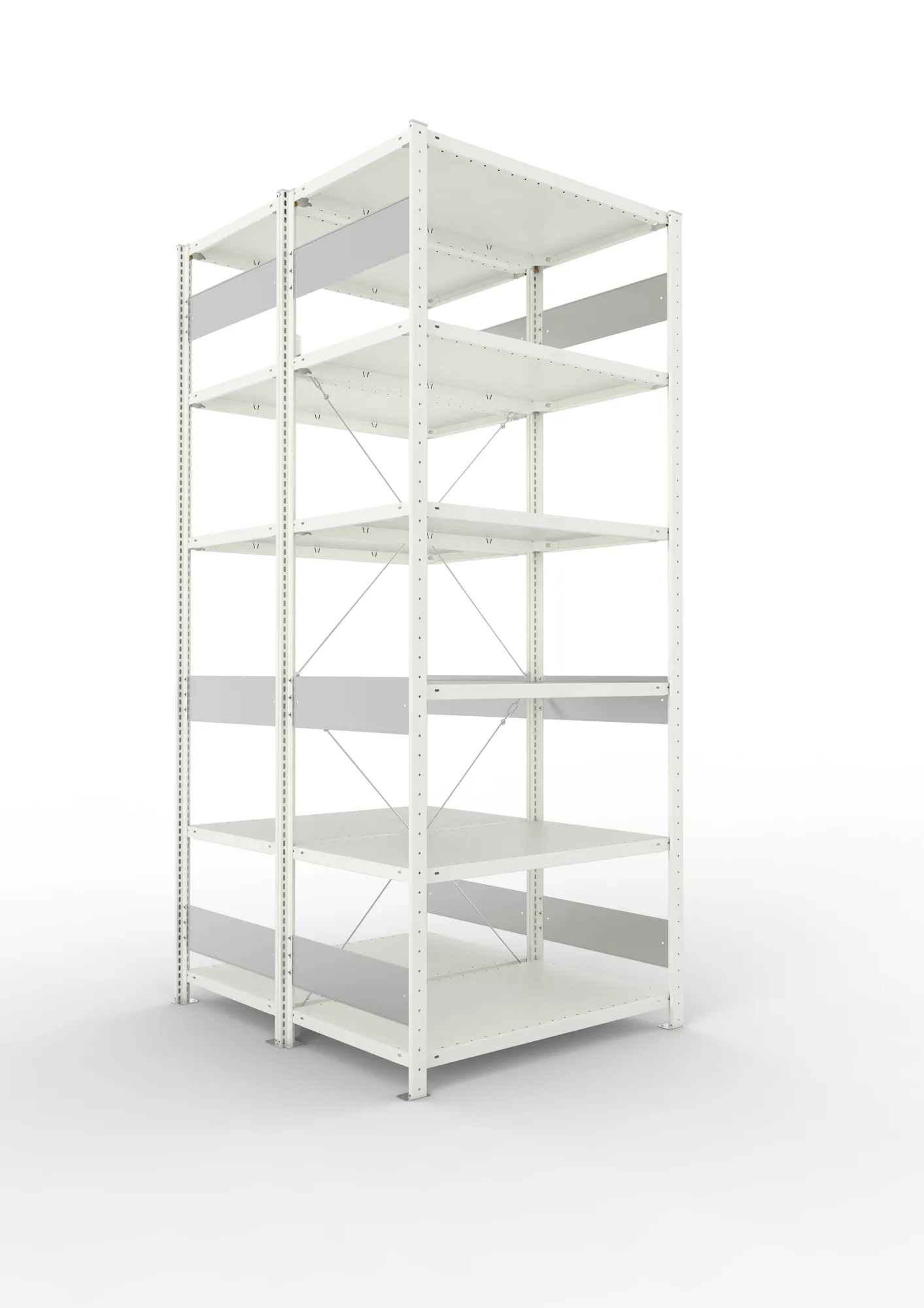 META CLIP S3 | Fachbodenregal | Doppel-Grundregal | 2500 x 1000 x 600 mm | Fachlast 150 kg | 5+1 Ebenen | RAL 7035