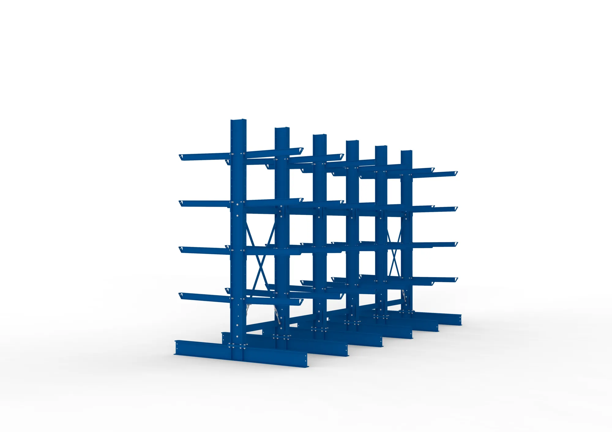 META MULTISTRONG H | Kragarmregal | 5 Felder | 3000 x 5000 x 800 mm | Armlast 630 kg | doppelseitig | 4+1 Ebenen