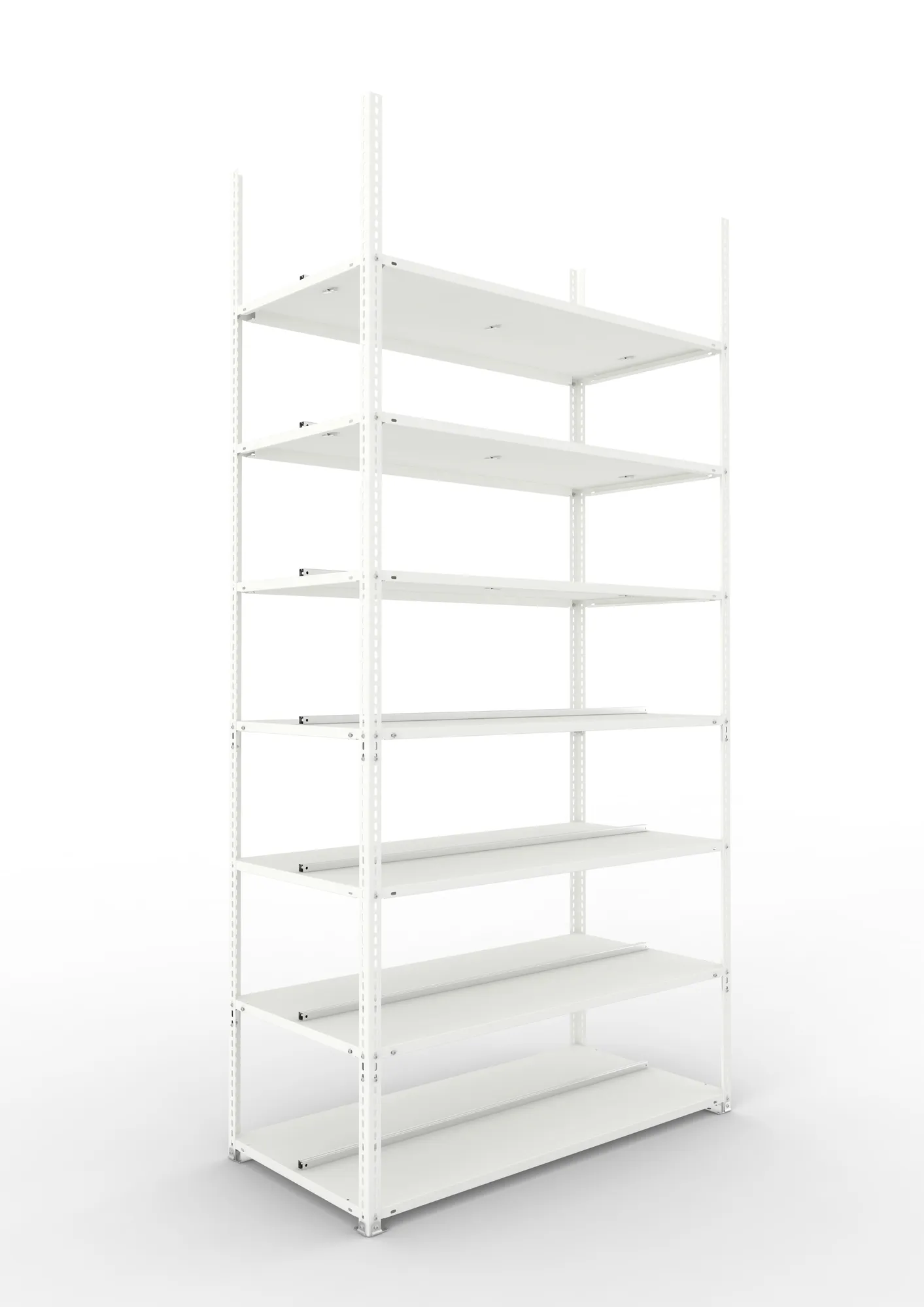 META FIX COMPACT | Büro-Schraubregal | Grundregal | 2500 x 1250 x 600 mm | Fachlast 100 kg | 7 Ebenen | RAL 7035