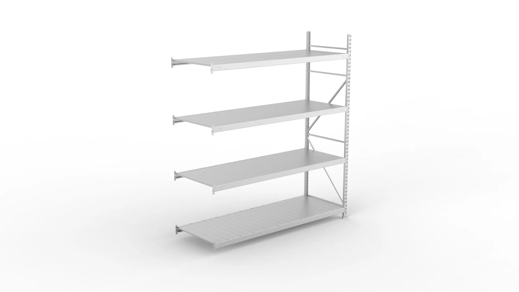 META MINI-RACK Weitspannregal | Anbauregal | 2500 x 2200 x 800 mm | Fachlast 600 kg | Stahlpaneelböden | 4 Ebenen