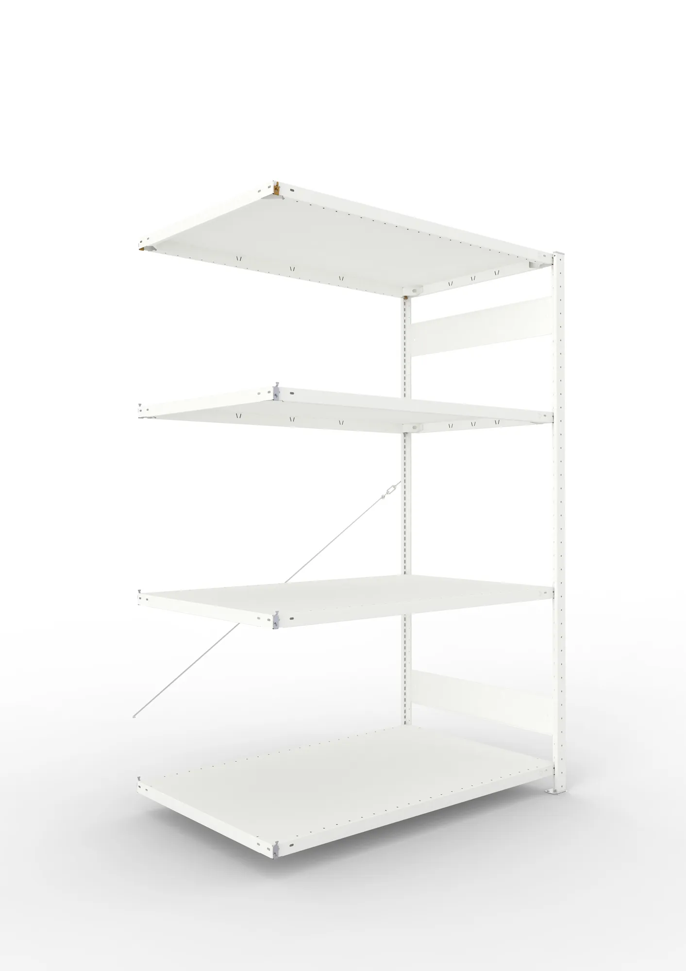 META CLIP | Fachbodenregal | Anbauregal | 2000 x 1300 x 800 mm | Fachlast 230 kg | 3+1 Ebenen | RAL 7035