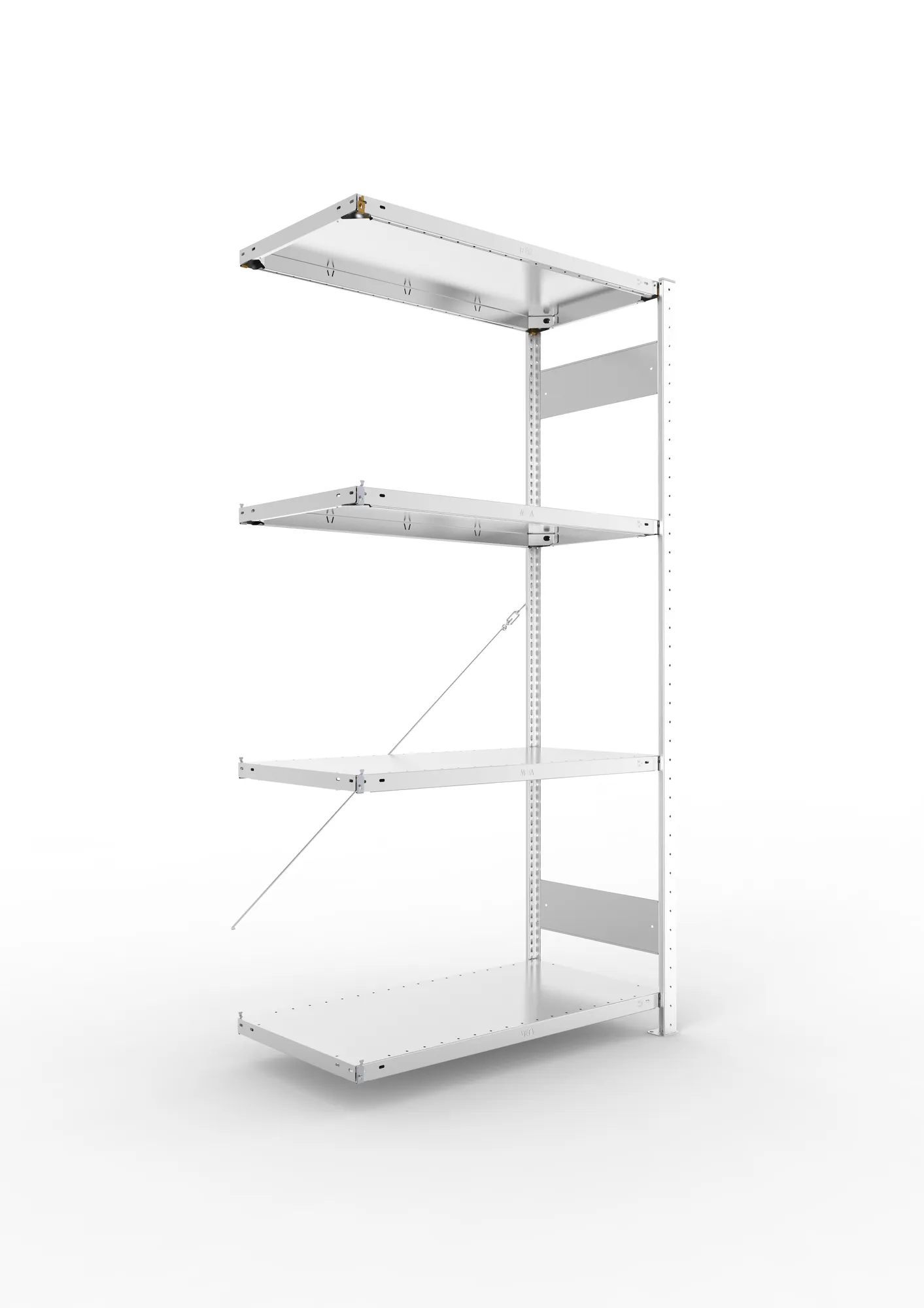 META CLIP SET | Fachbodenregal | Anbauregal | 2000 x 1000 x 500 mm | Fachlast 150 kg | 3+1 Ebenen | verzinkt