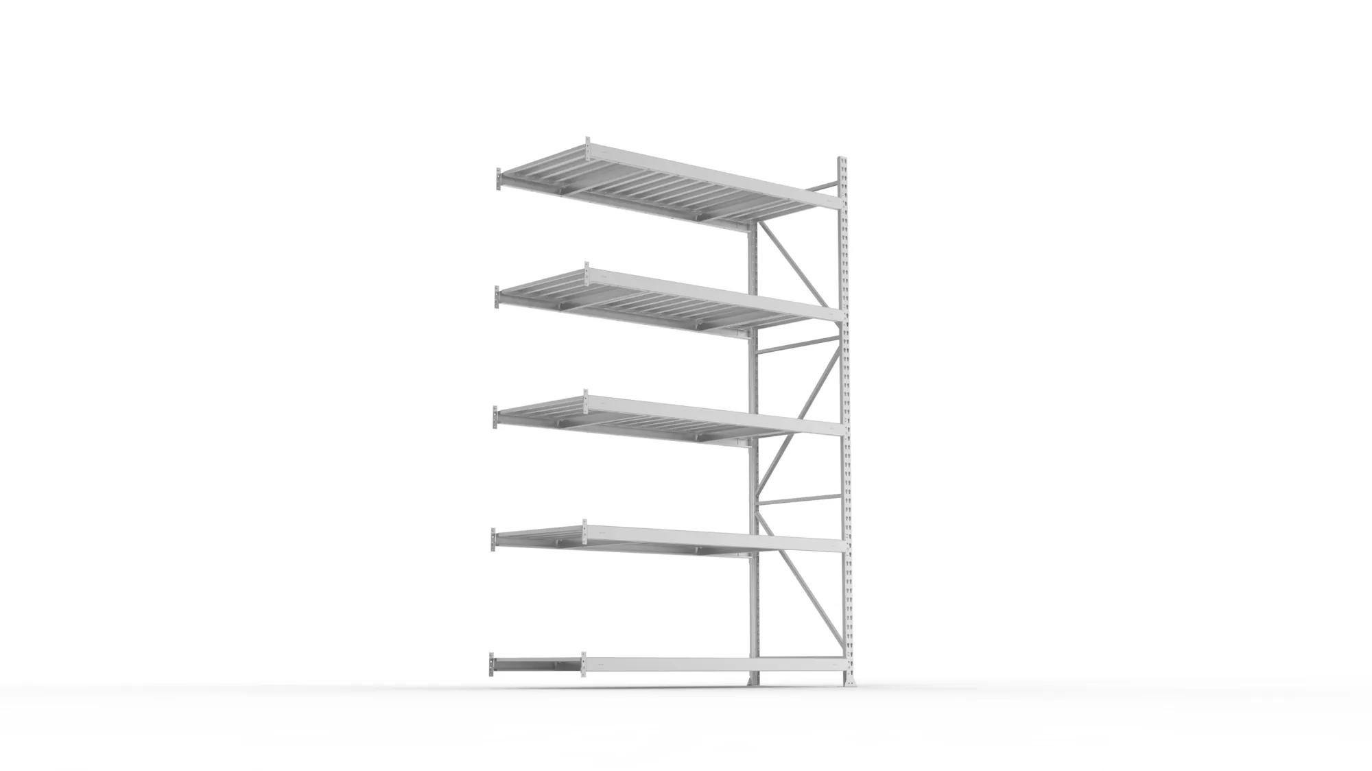 META MINI-RACK Weitspannregal | Anbauregal | 3000 x 1800 x 800 mm | Fachlast 600 kg | Stahlpaneelböden | 5 Ebenen