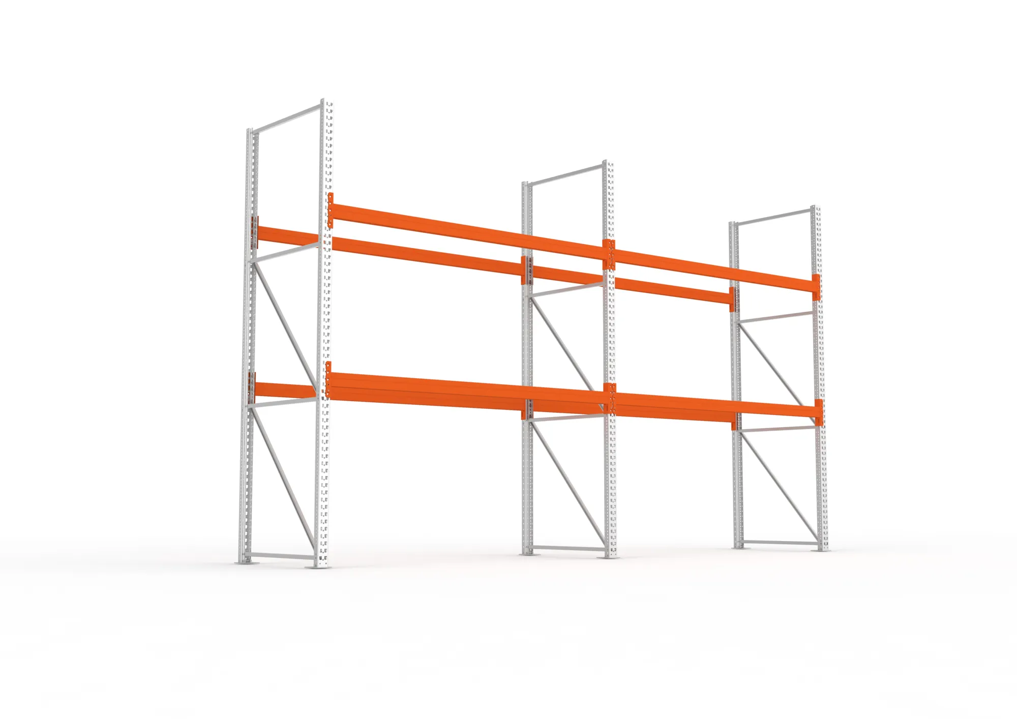 META MULTIPAL | Palettenregal | 2 Felder | 3300 x 2700 x 1100 mm | Fachlast 780 kg | 3 Ebenen | 8 Paletten | verzinkt