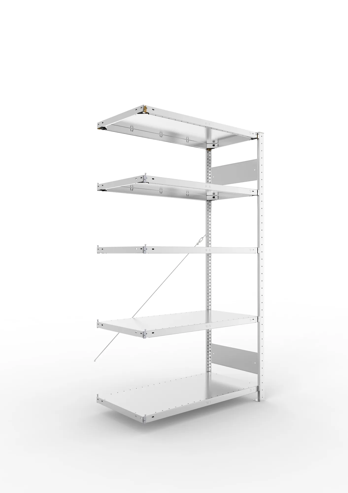 META CLIP S3 | Fachbodenregal | Anbauregal | 1850 x 1000 x 500 mm | Fachlast 150 kg | 4+1 Ebenen | verzinkt