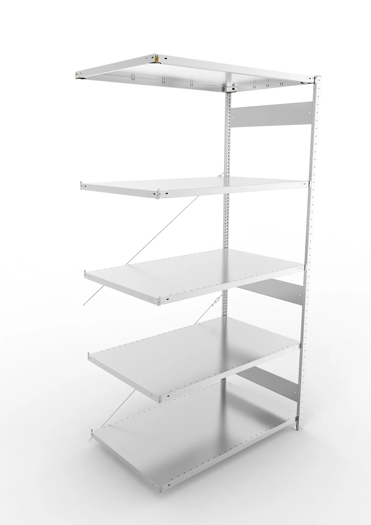 META CLIP | Fachbodenregal | Anbauregal | 2500 x 1300 x 800 mm | Fachlast 230 kg | 4+1 Ebenen | verzinkt