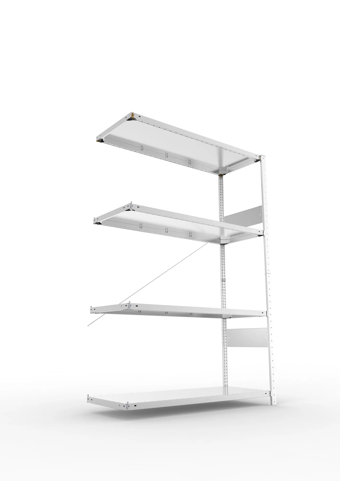META CLIP SPLIT | Fachbodenregal | Anbauregal | 2000 x 1300 x 500 mm | Fachlast 150 kg | 3+1 Ebenen | verzinkt