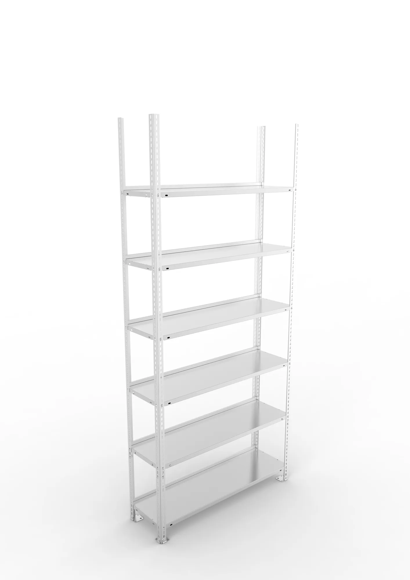 META FIX COMPACT | Büro-Schraubregal | Grundregal | 2200 x 1000 x 300 mm | Fachlast 80 kg | 6 Ebenen | verzinkt
