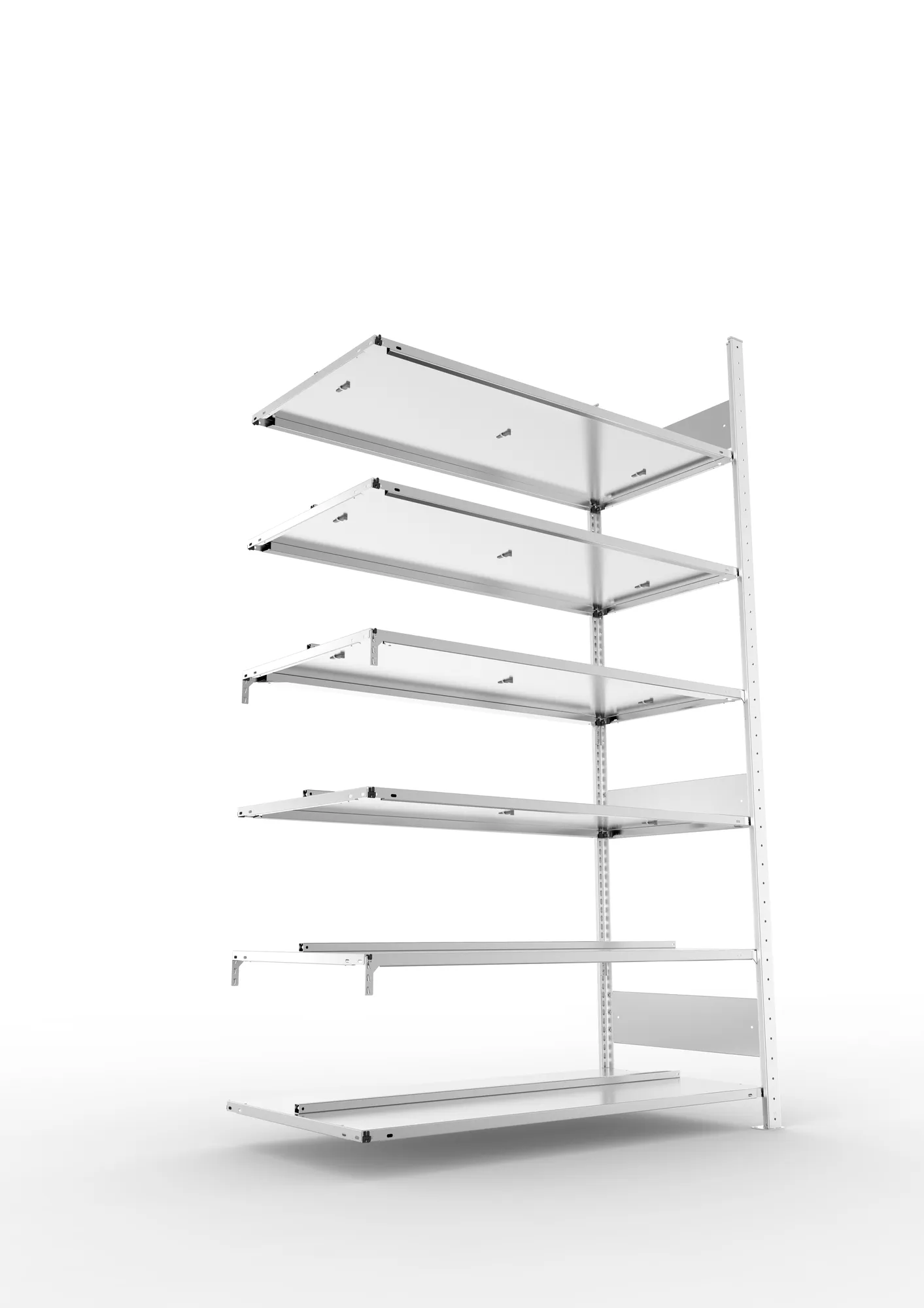 META COMPACT S3| Büro-Steckregal | Doppel-Anbauregal | 2200 x 1250 x 600 mm | Fachlast 100 kg | 6 Ebenen | Mittelanschlag | verzinkt