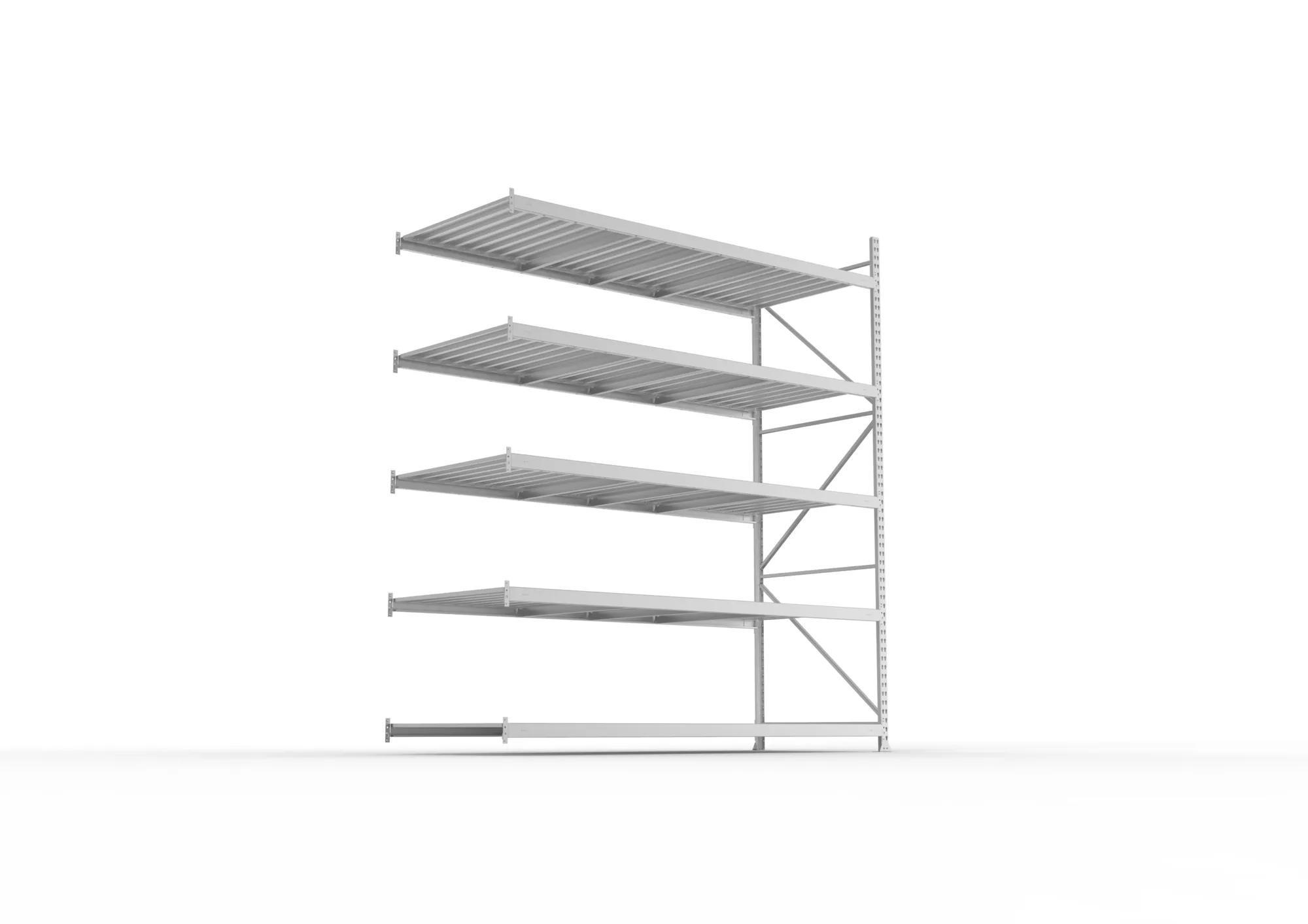 META MINI-RACK Weitspannregal | Anbauregal | 3000 x 2600 x 1050 mm | Fachlast 490 kg | Stahlpaneelböden | 5 Ebenen