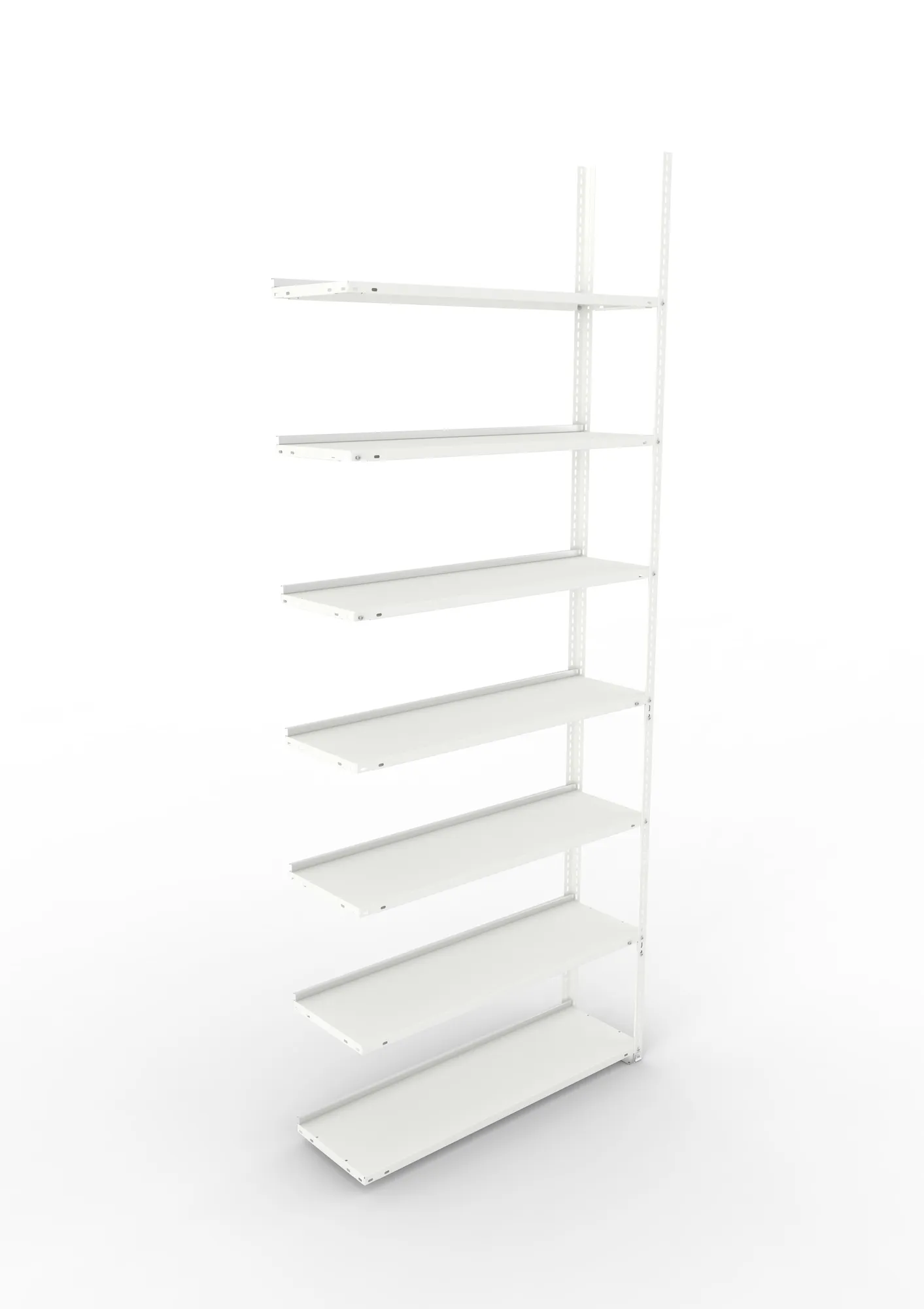 META FIX COMPACT | Büro-Schraubregal | Anbauregal | 2500 x 1000 x 300 mm | Fachlast 80 kg | 7 Ebenen | RAL 7035