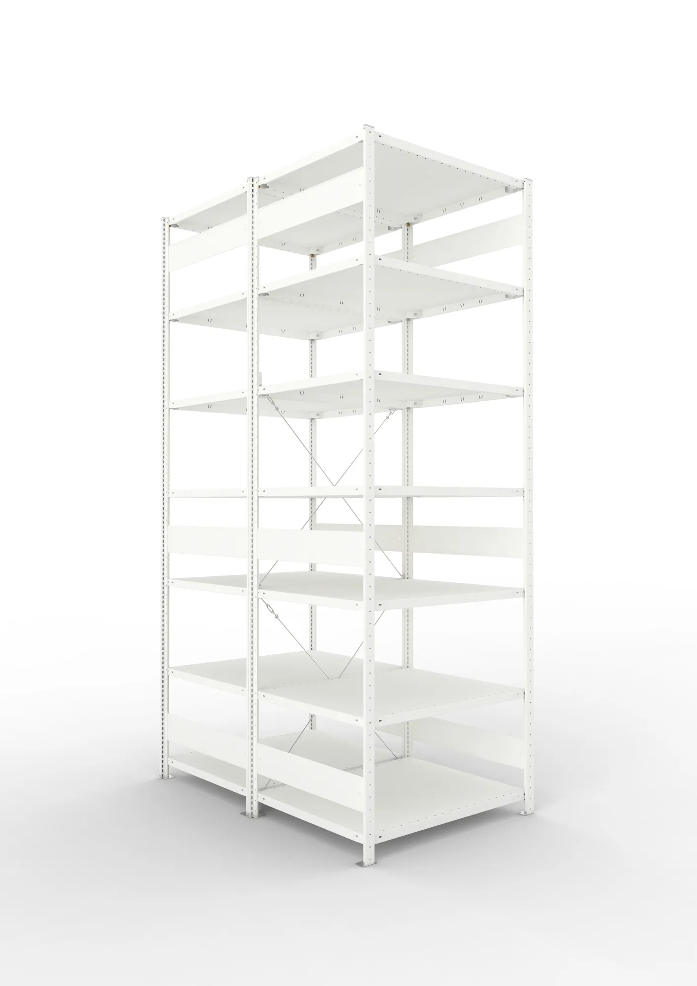 META CLIP | Fachbodenregal | Doppel-Grundregal | 3000 x 1000 x 800 mm | Fachlast 230 kg | 6+1 Ebenen | RAL 7035