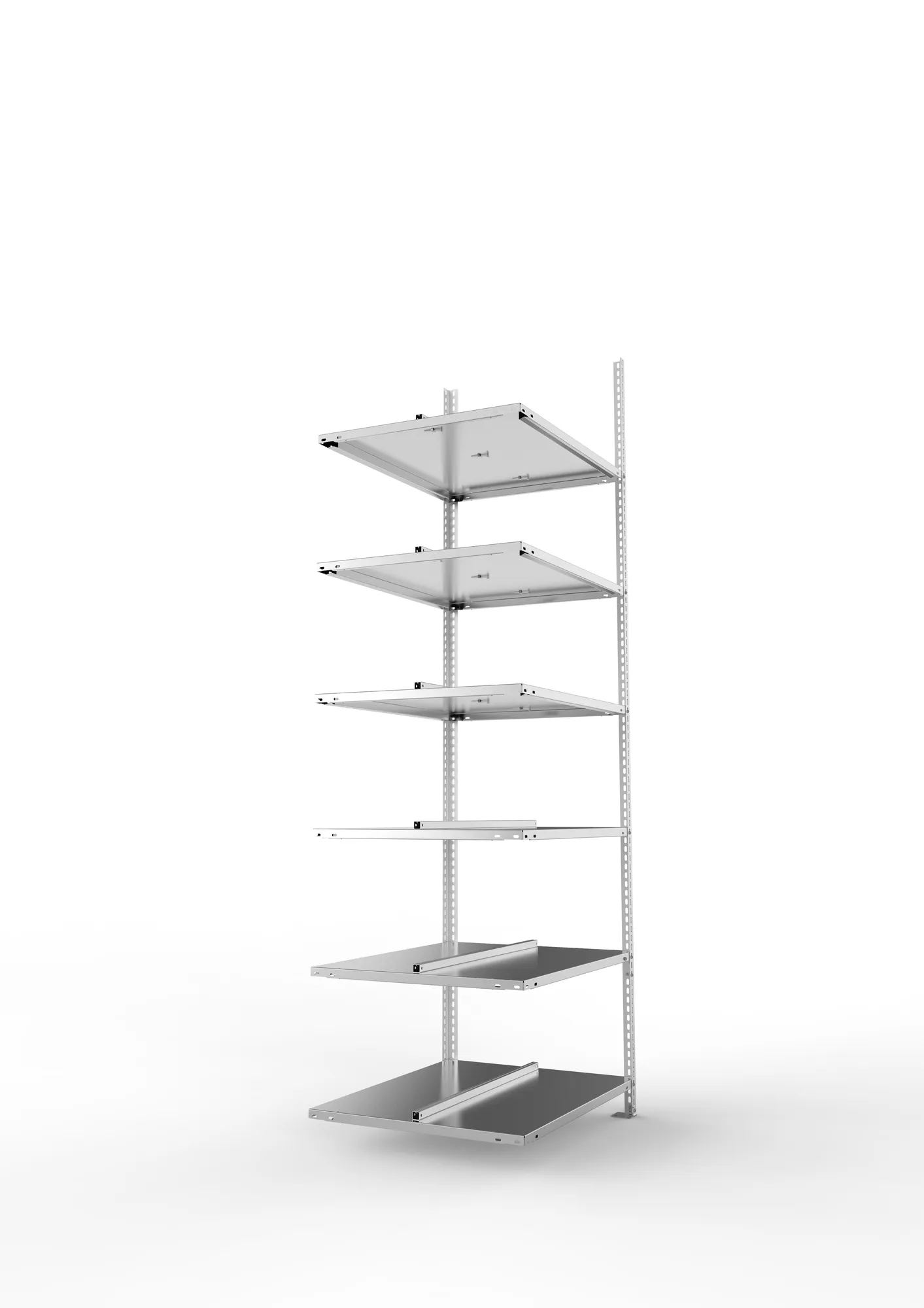 META FIX COMPACT | Büro-Schraubregal | Anbauregal | 2200 x 750 x 600 mm | Fachlast 100 kg | 6 Ebenen | verzinkt