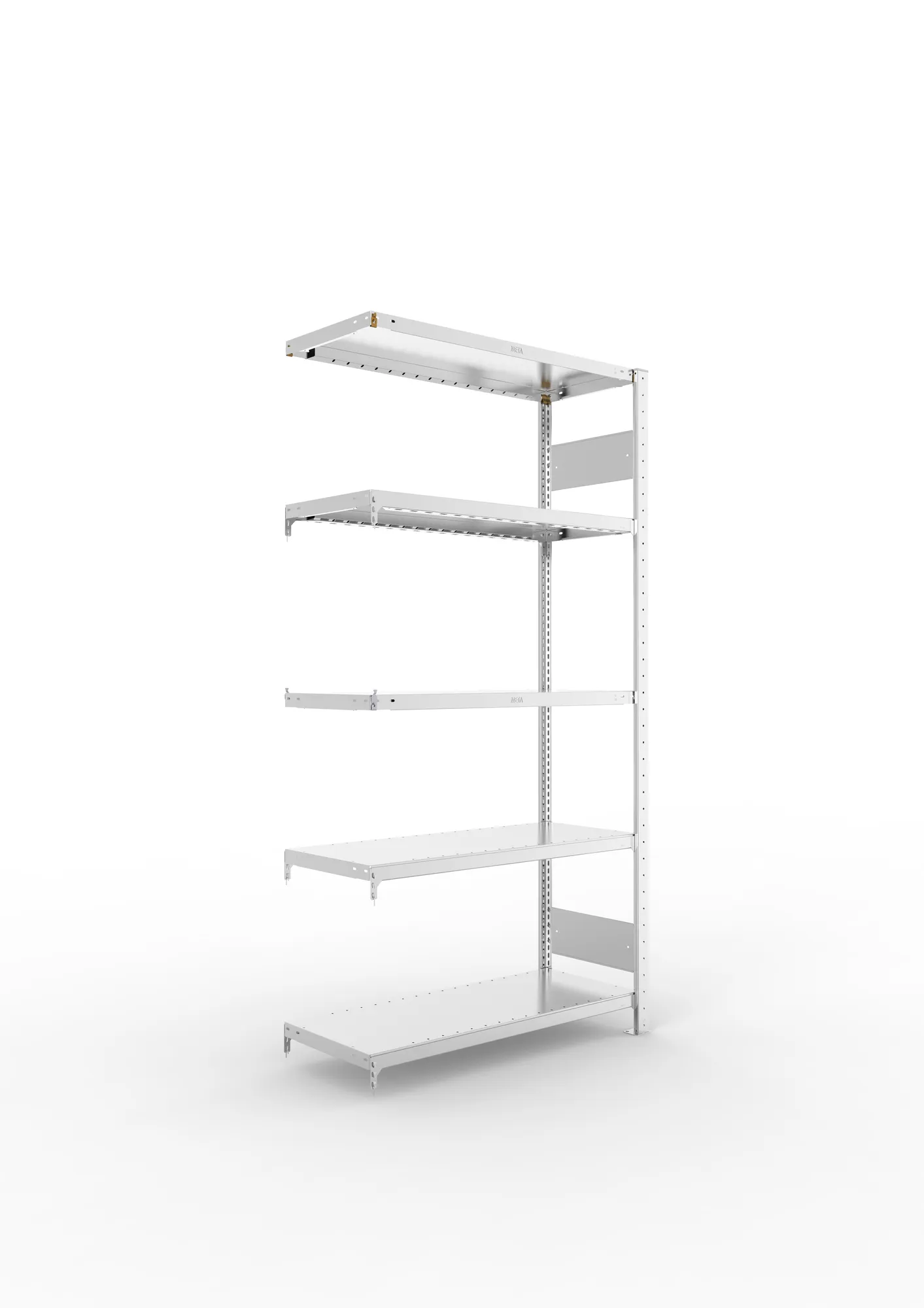 META CLIP S3 | Fachbodenregal | Anbauregal | 2000 x 1000 x 400 mm | Fachlast 230 kg | 4+1 Ebenen | Längsriegel | verzinkt