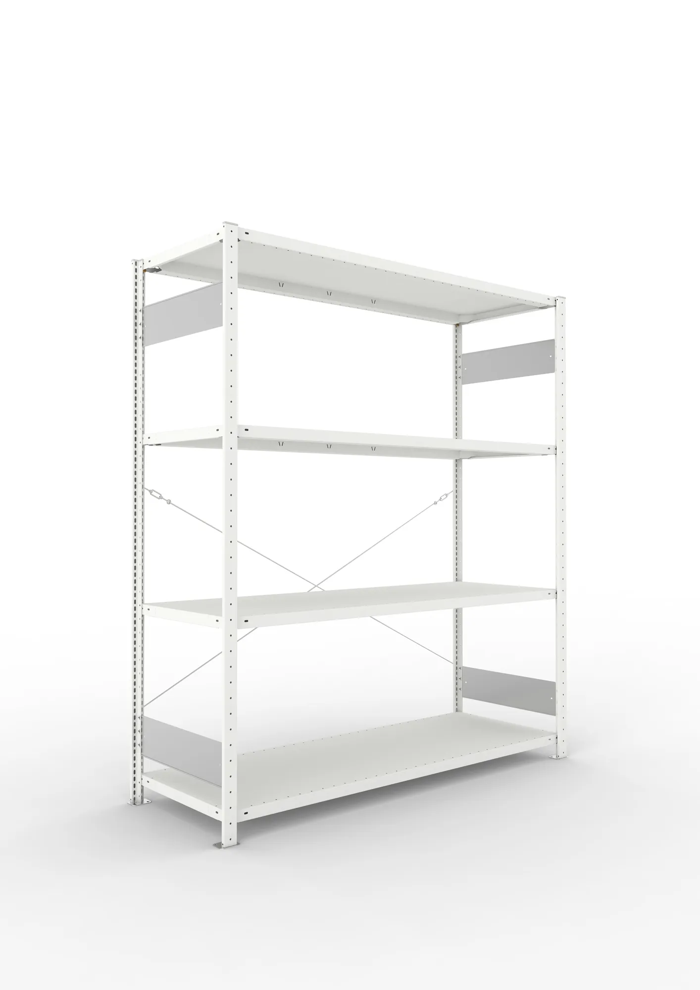 META CLIP S3 | Fachbodenregal | Grundregal | 2000 x 1700 x 600 mm | Fachlast 200 kg | 3+1 Ebenen | RAL 7035