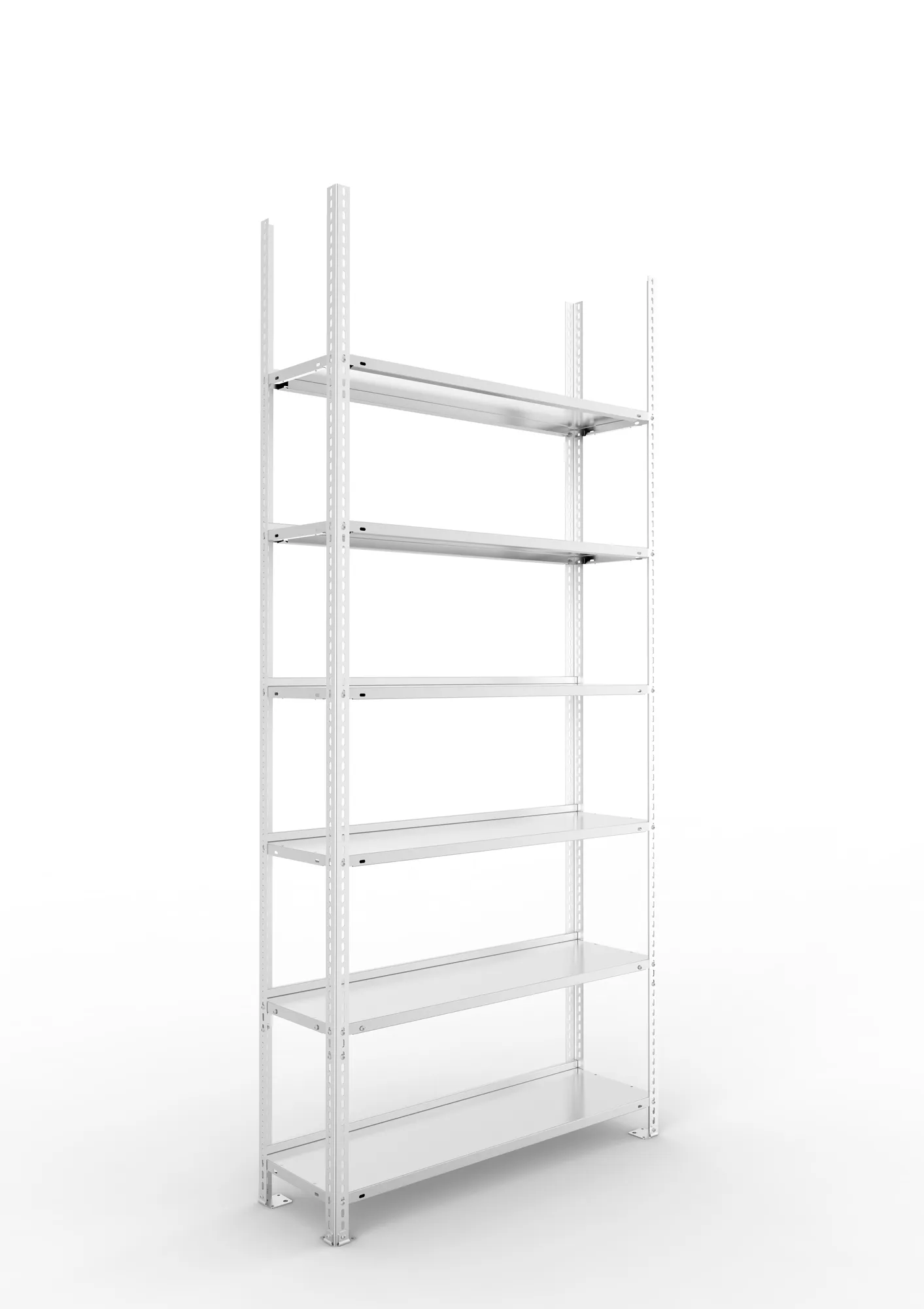 META FIX COMPACT | Büro-Schraubregal | Grundregal | 2200 x 1000 x 300 mm | Fachlast 80 kg | 6 Ebenen | verzinkt