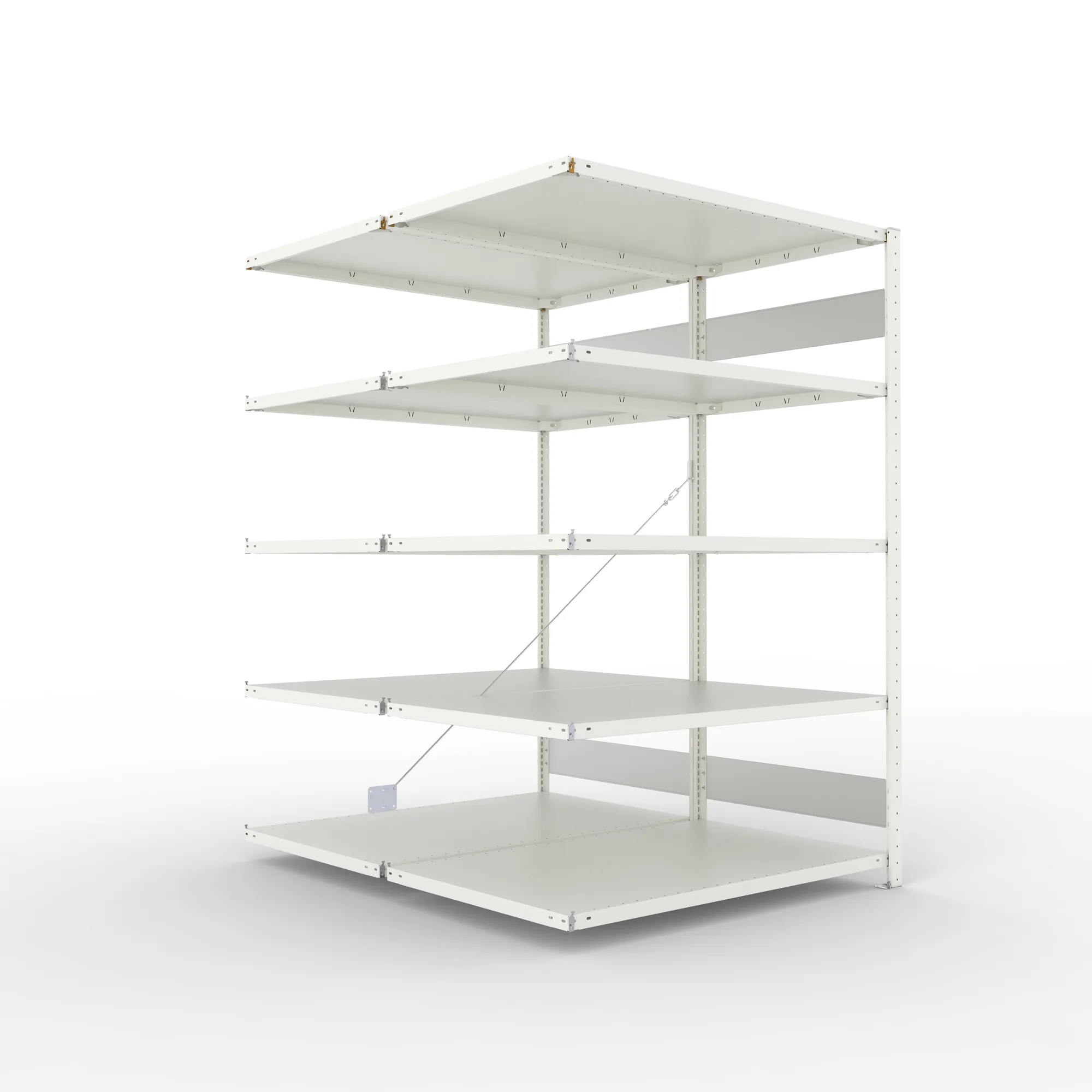 META CLIP S3 | Fachbodenregal | Doppel-Anbauregal | 2000 x 1300 x 800 mm | Fachlast 230 kg | 4+1 Ebenen | RAL 7035