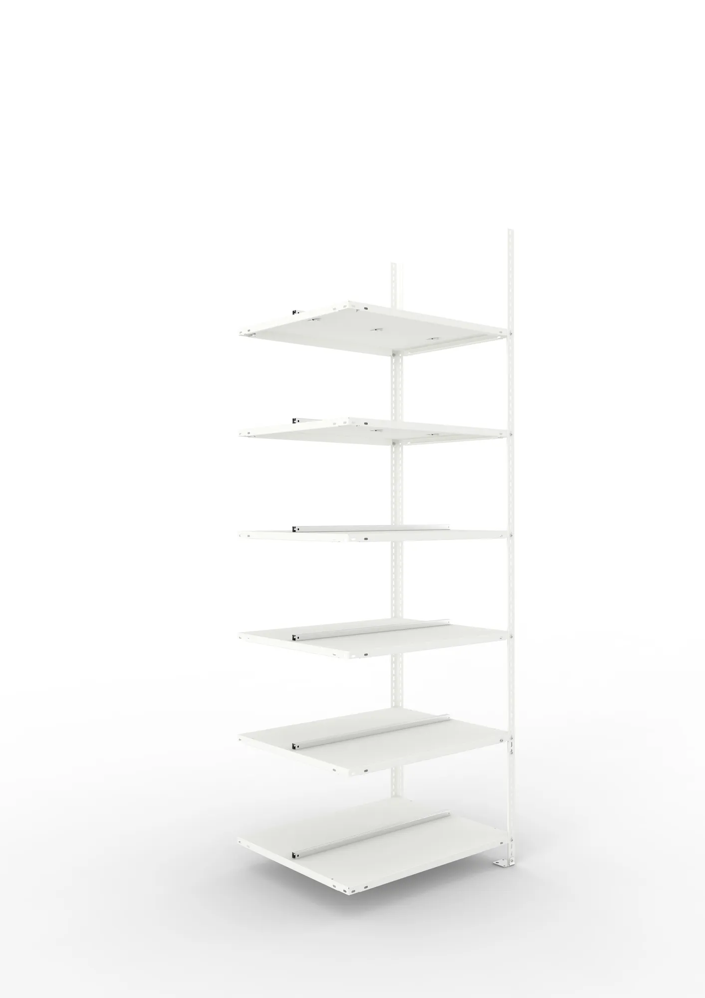 META FIX COMPACT | Büro-Schraubregal | Anbauregal | 2200 x 750 x 600 mm | Fachlast 100 kg | 6 Ebenen | RAL 7035